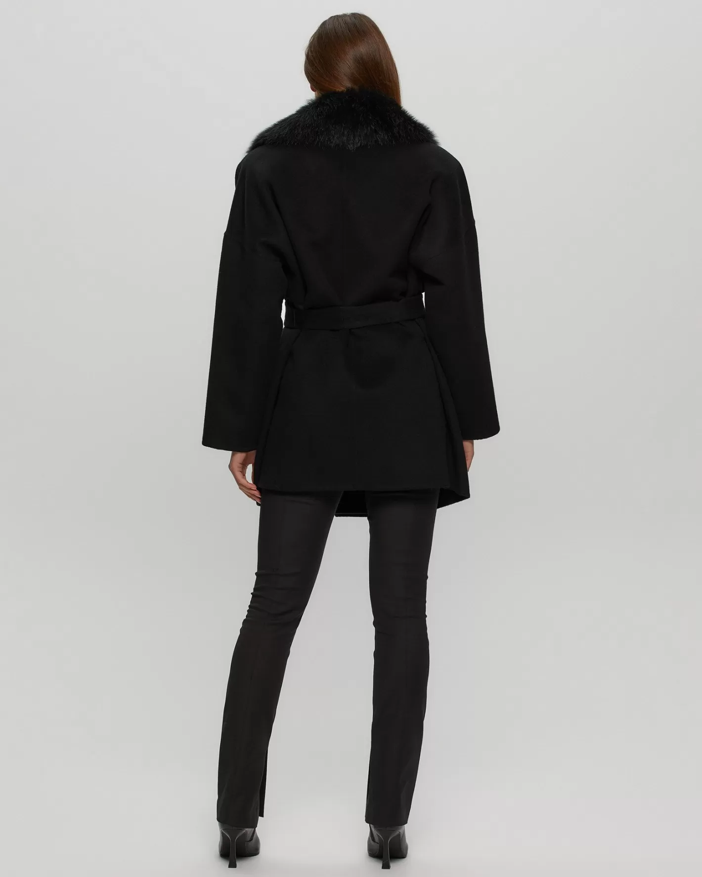 Veste Cintrée GORSKI Montréal en Laine et Cachemire - Ceinture Integrée avec Garniture Détachable en Agneau Shearling Toscana