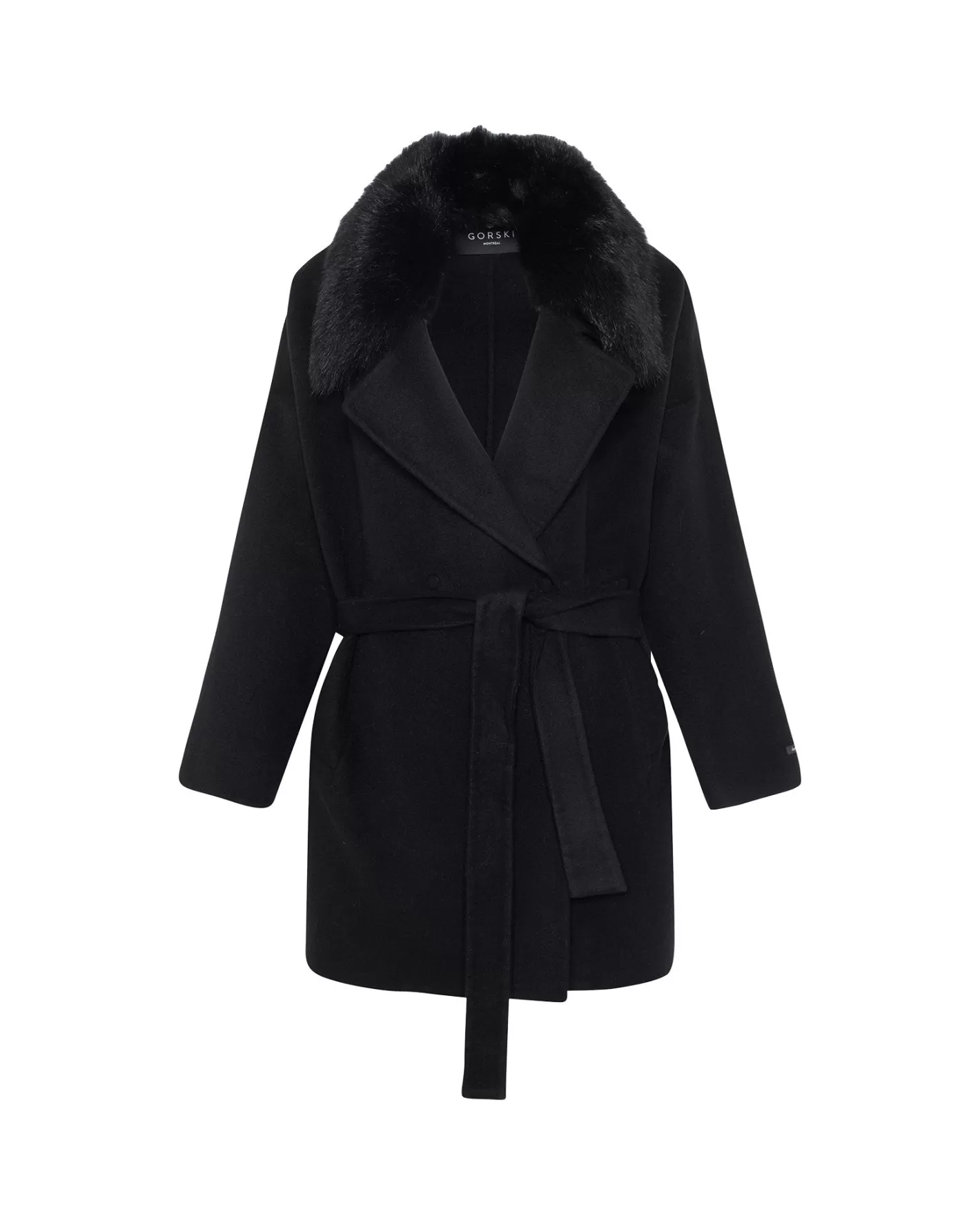 Veste Cintrée GORSKI Montréal en Laine et Cachemire - Ceinture Integrée avec Garniture Détachable en Agneau Shearling Toscana