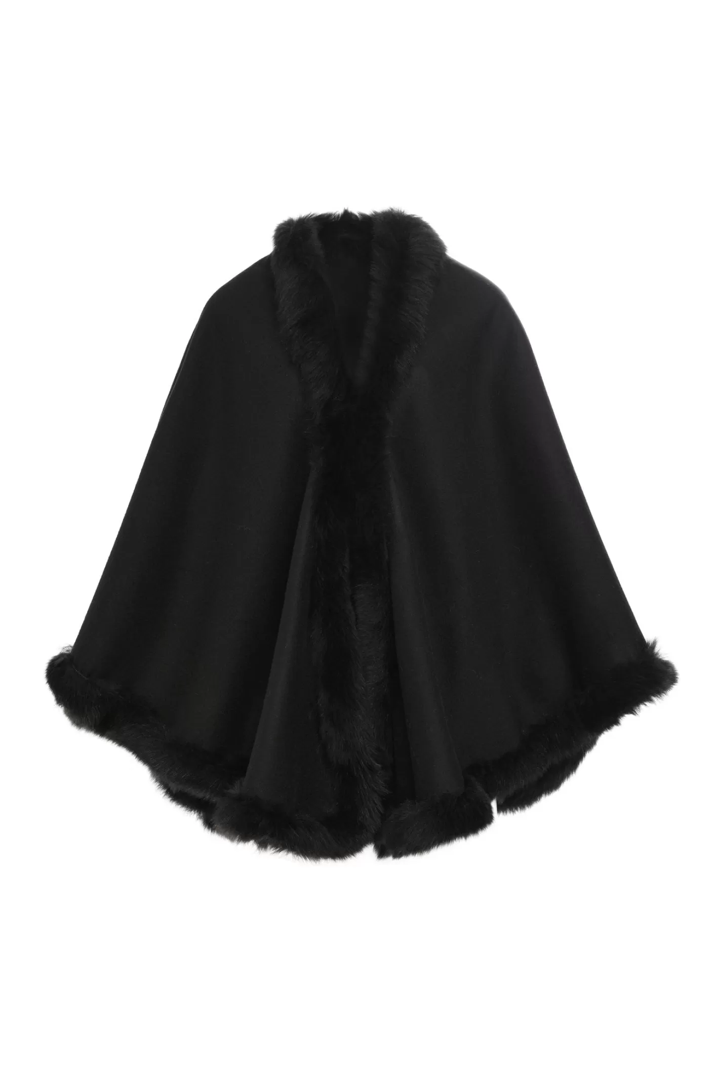 Cape féminine GORSKI Montréal en cachemire et laine Loro Piana - Doublure en agneau shearling Merinillo