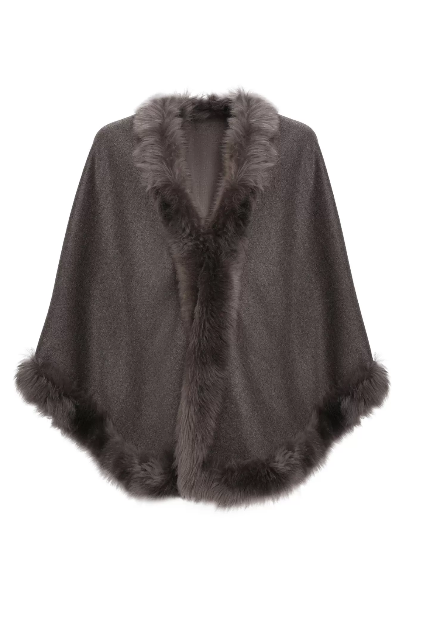 Cape féminine GORSKI Montréal en cachemire et laine Loro Piana - Doublure en agneau shearling Merinillo
