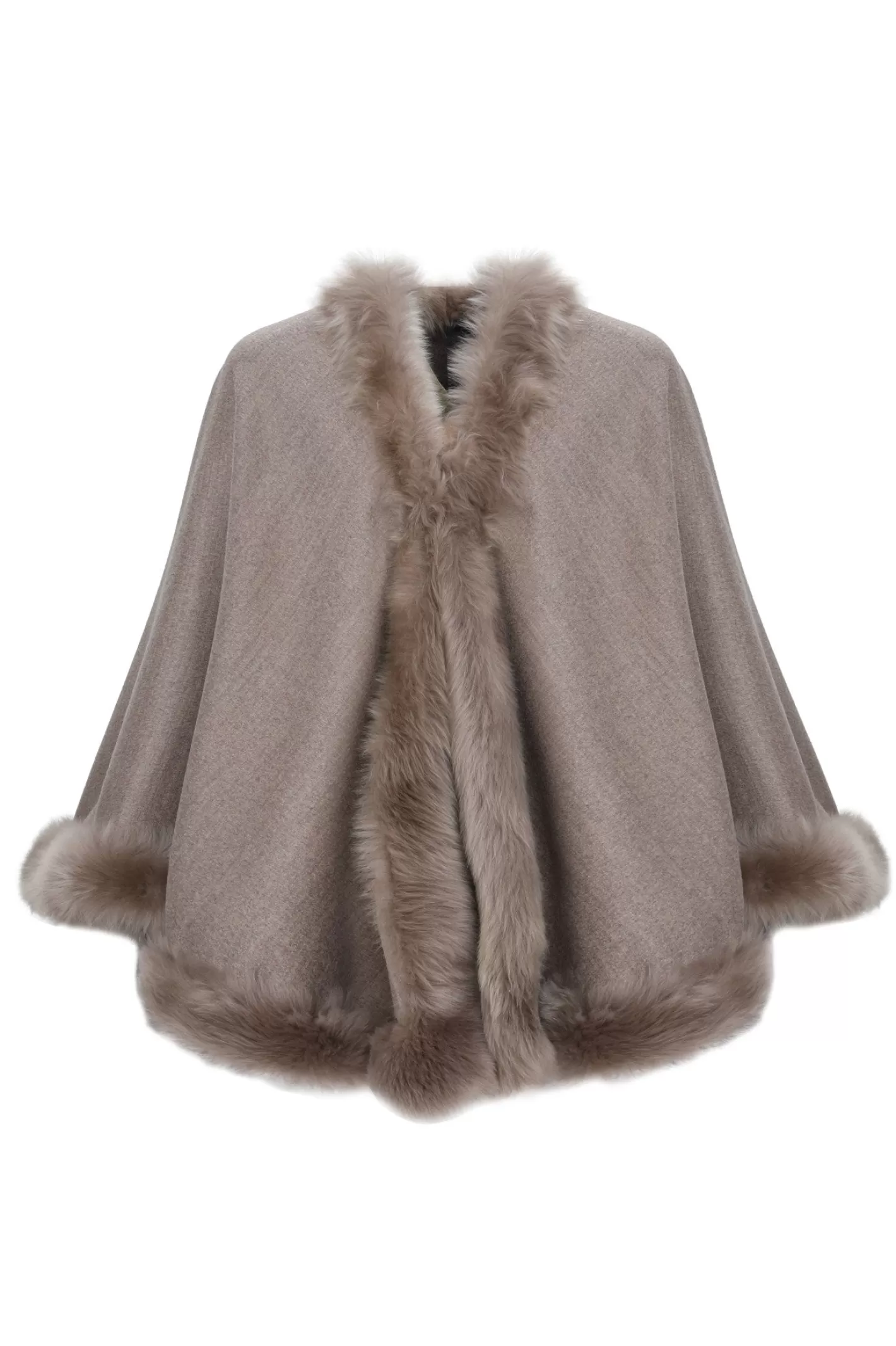 Cape féminine GORSKI Montréal en cachemire et laine Loro Piana - Doublure en agneau shearling Merinillo