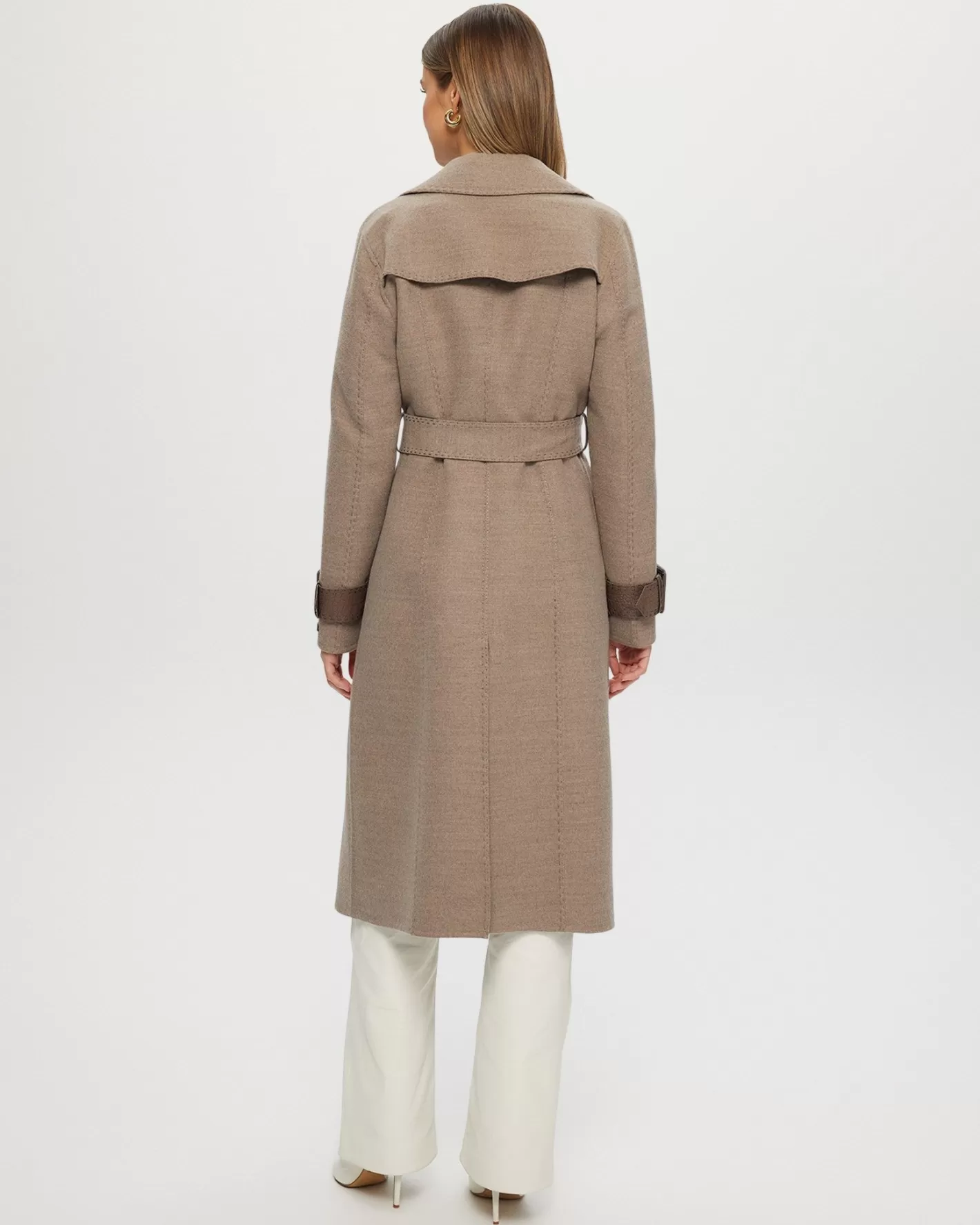 Manteau trench femme en cachemire et laine Loro Piana avec détails cuir - Édition Montréal GORSKI
