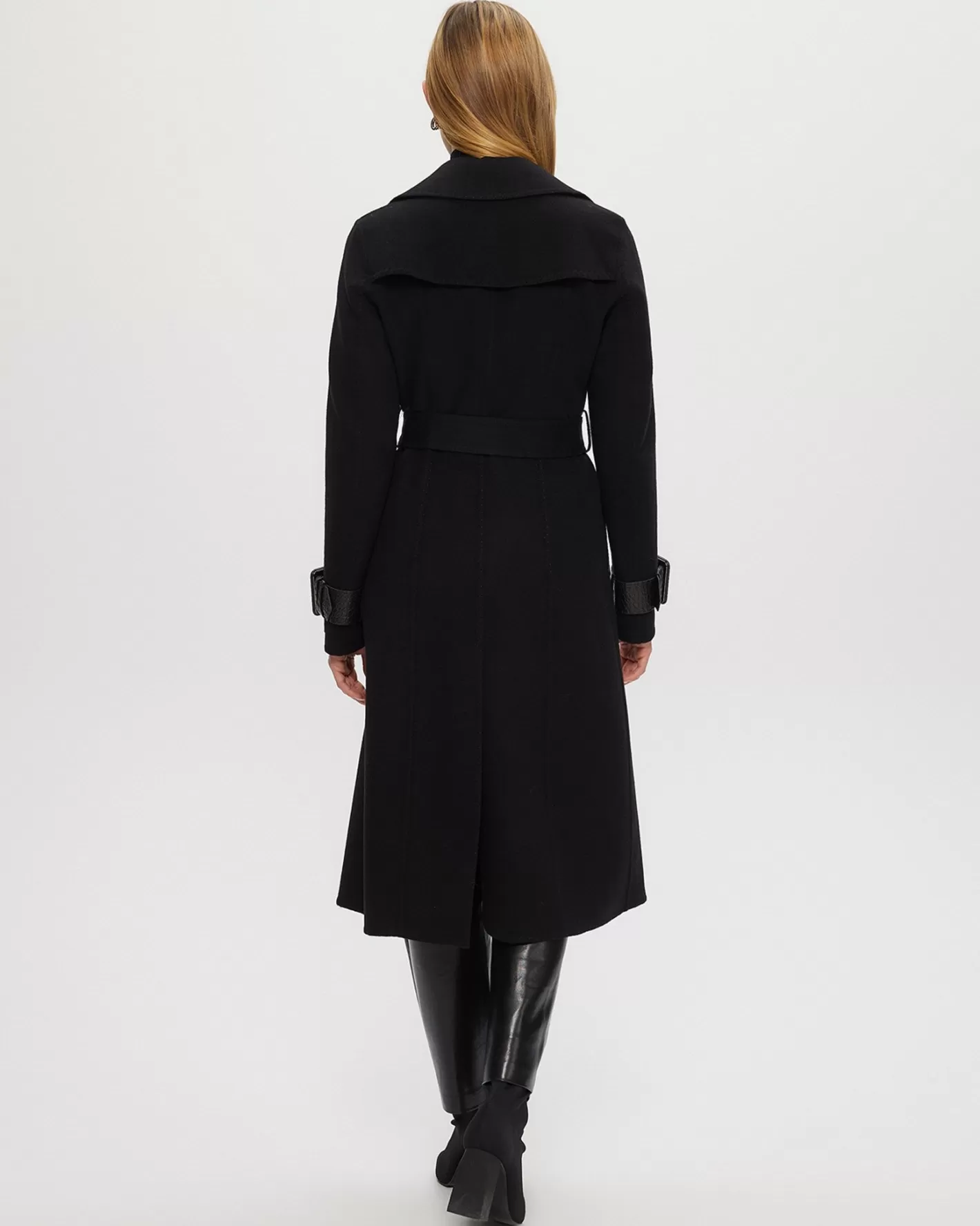 Manteau trench femme en cachemire et laine Loro Piana avec détails cuir - Édition Montréal GORSKI