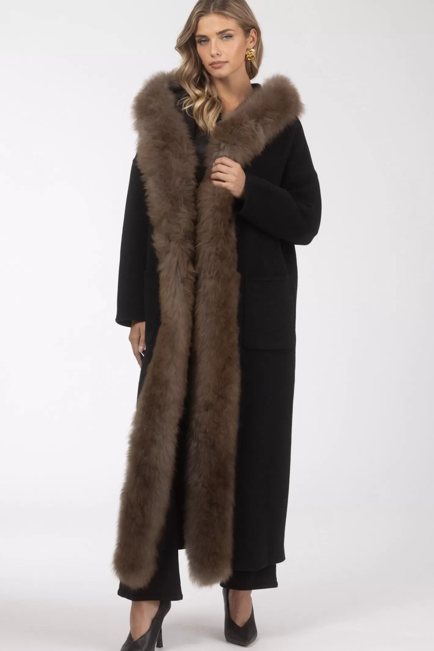 Parka d'hiver femme GORSKI Montréal - Cachemire Loro Piana avec garniture en poils de chèvre sélectionnés