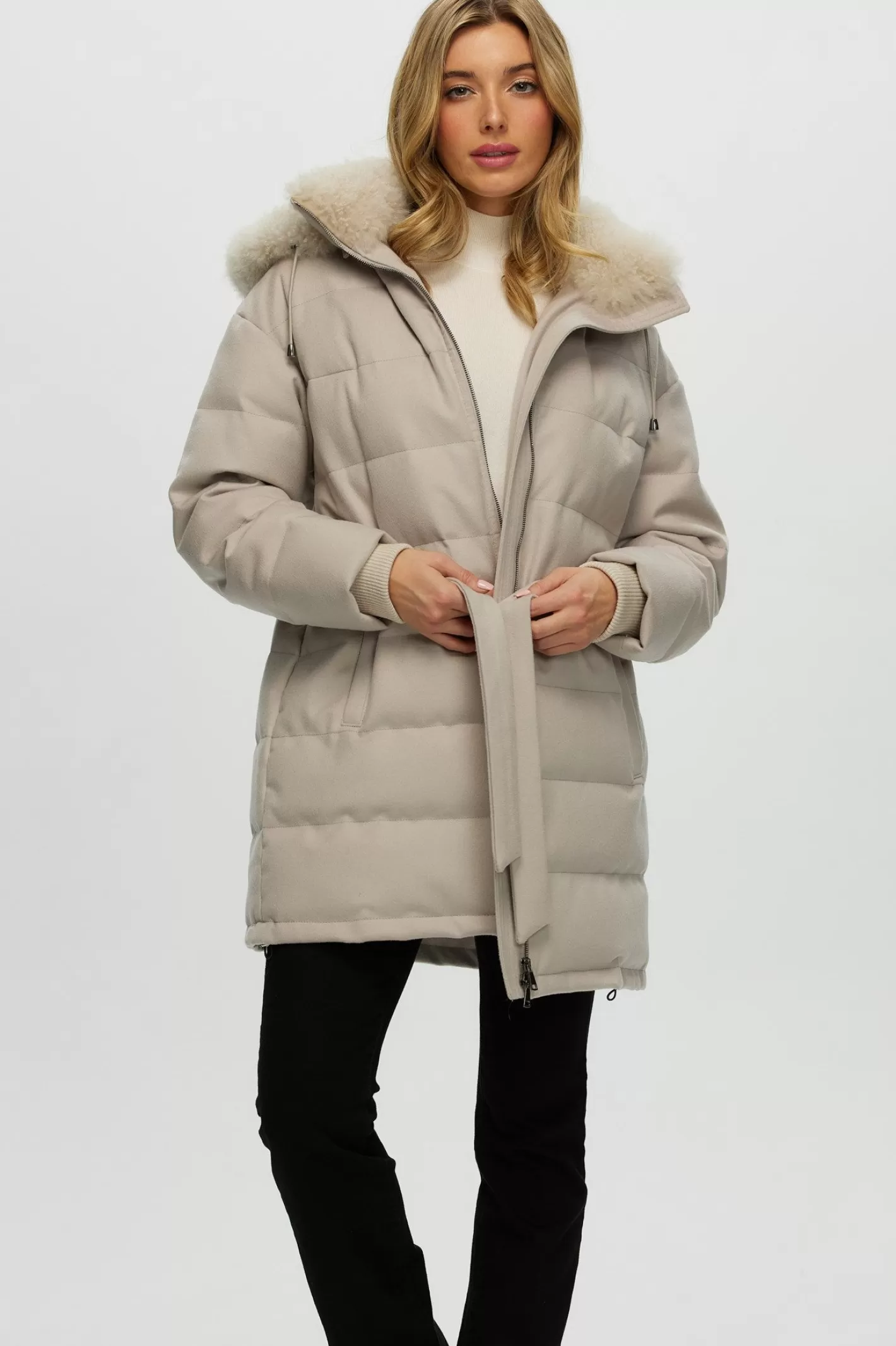 Doudoune matelassée GORSKI Montréal - Capuche et col en cachemire sélectionné Loro Piana - Veste chaude en duvet et laine d'exception