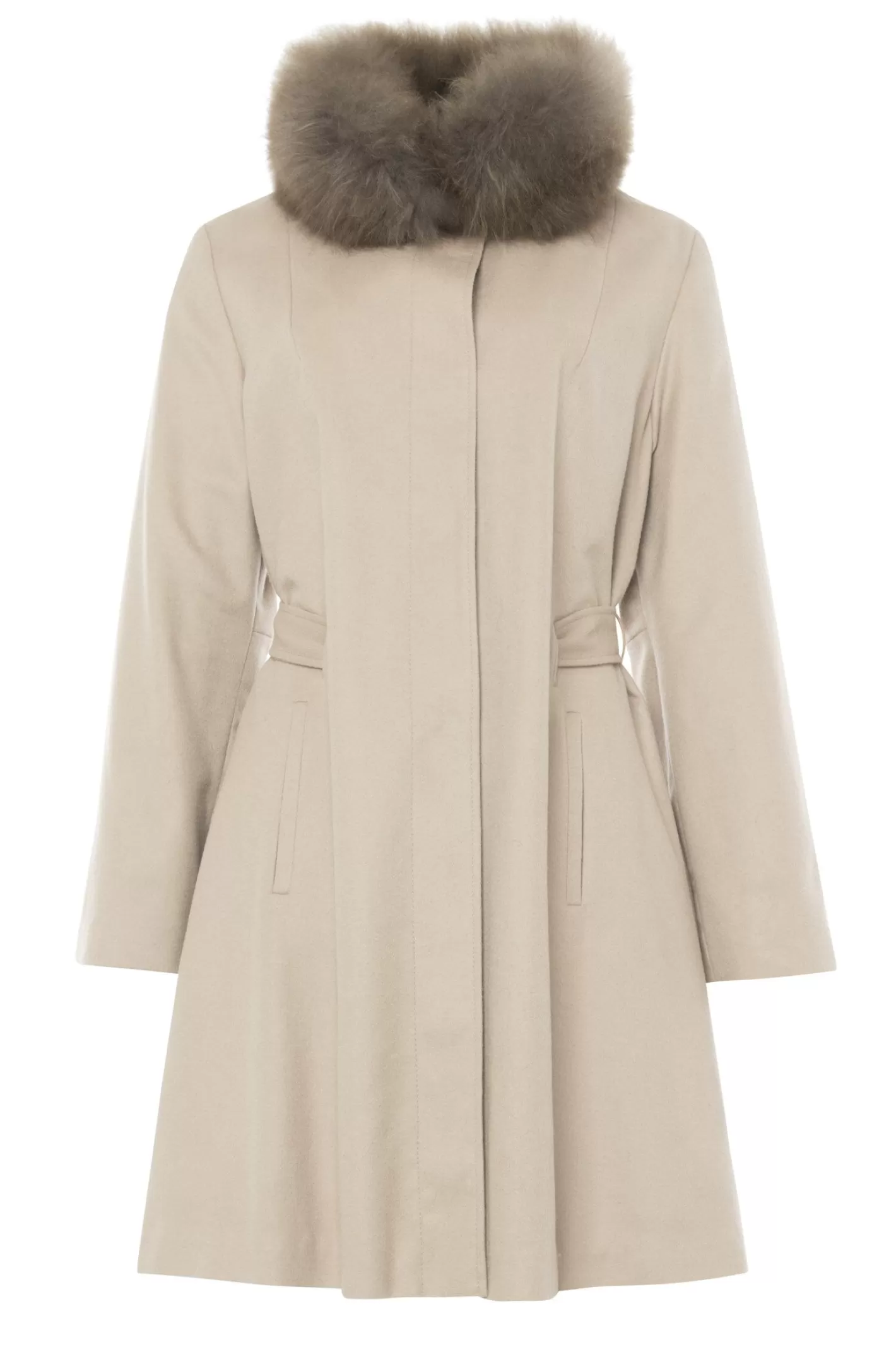 Poussette canne luxe pour femme GORSKI - Cachemire Loro Piana avec col en laine d'exception et ceinture assortie - Collection Montréal
