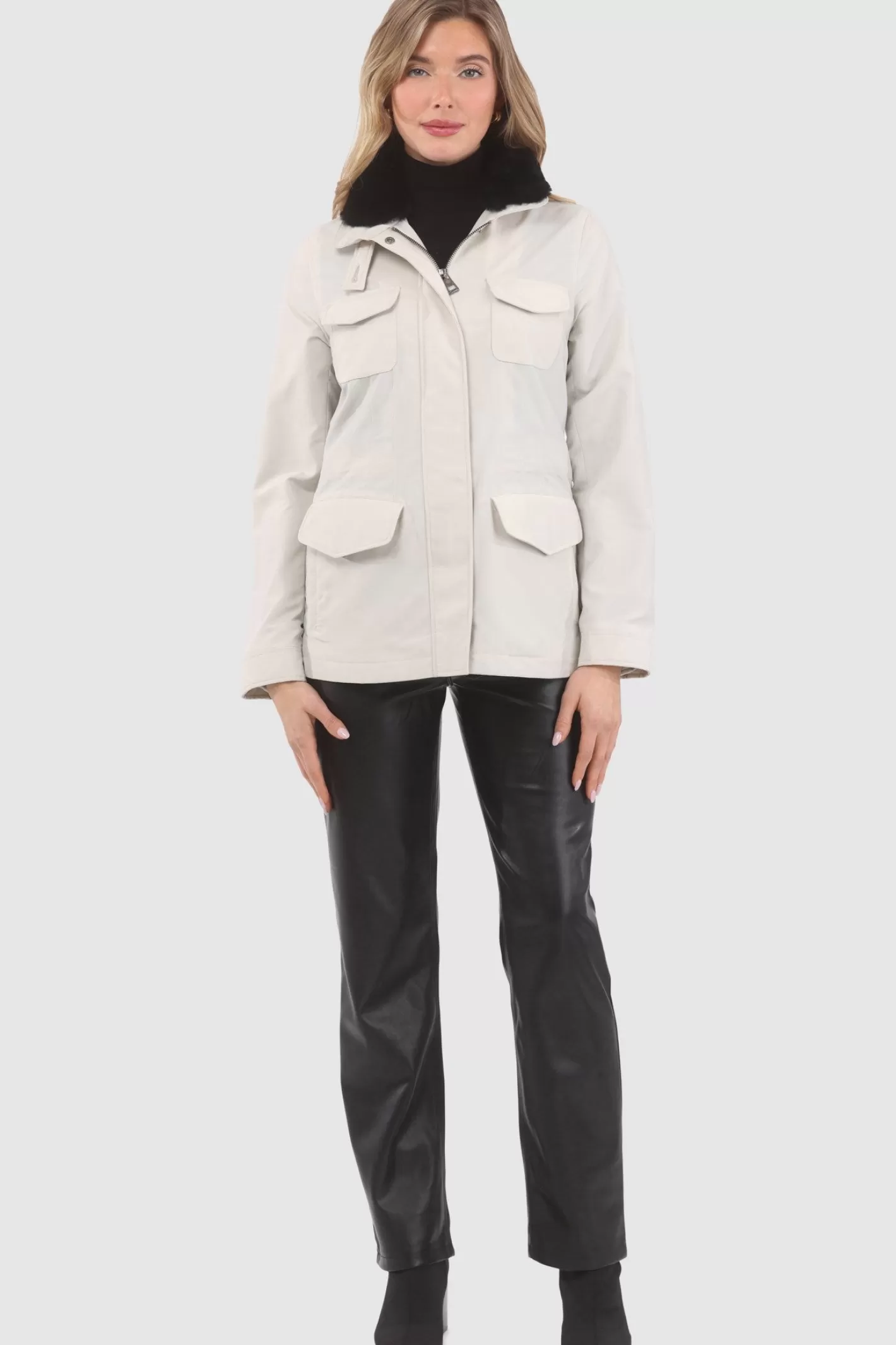 Veste femme GORSKI Montréal - Doudoune technique Storm System Loro Piana avec col en shearling premium détachable et capuche dissimulée