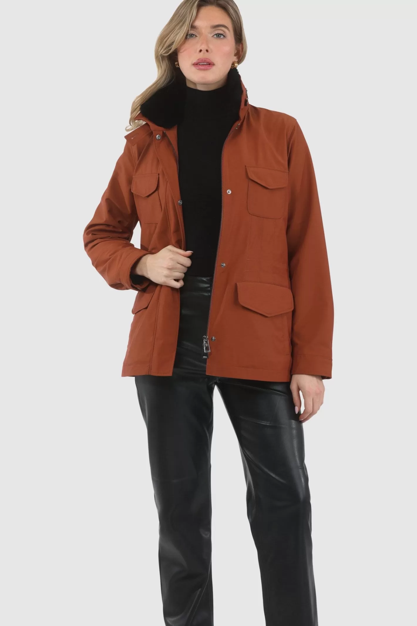 Veste femme GORSKI Montréal - Doudoune technique Storm System Loro Piana avec col en shearling premium détachable et capuche dissimulée