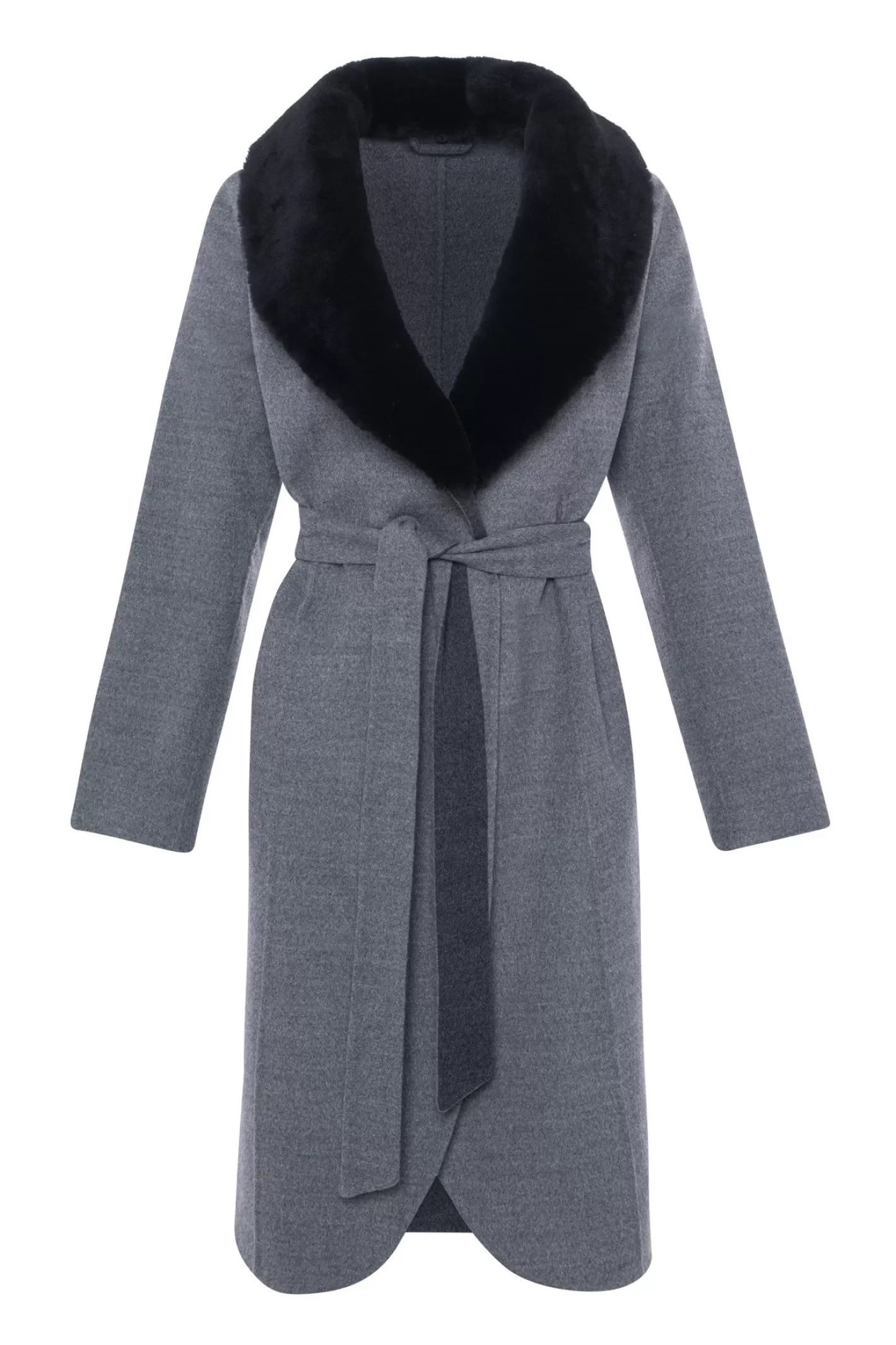 Manteau droit pour femme GORSKI Montréal en laine Loro Piana avec col détachable en agneau shearling de qualité supérieure