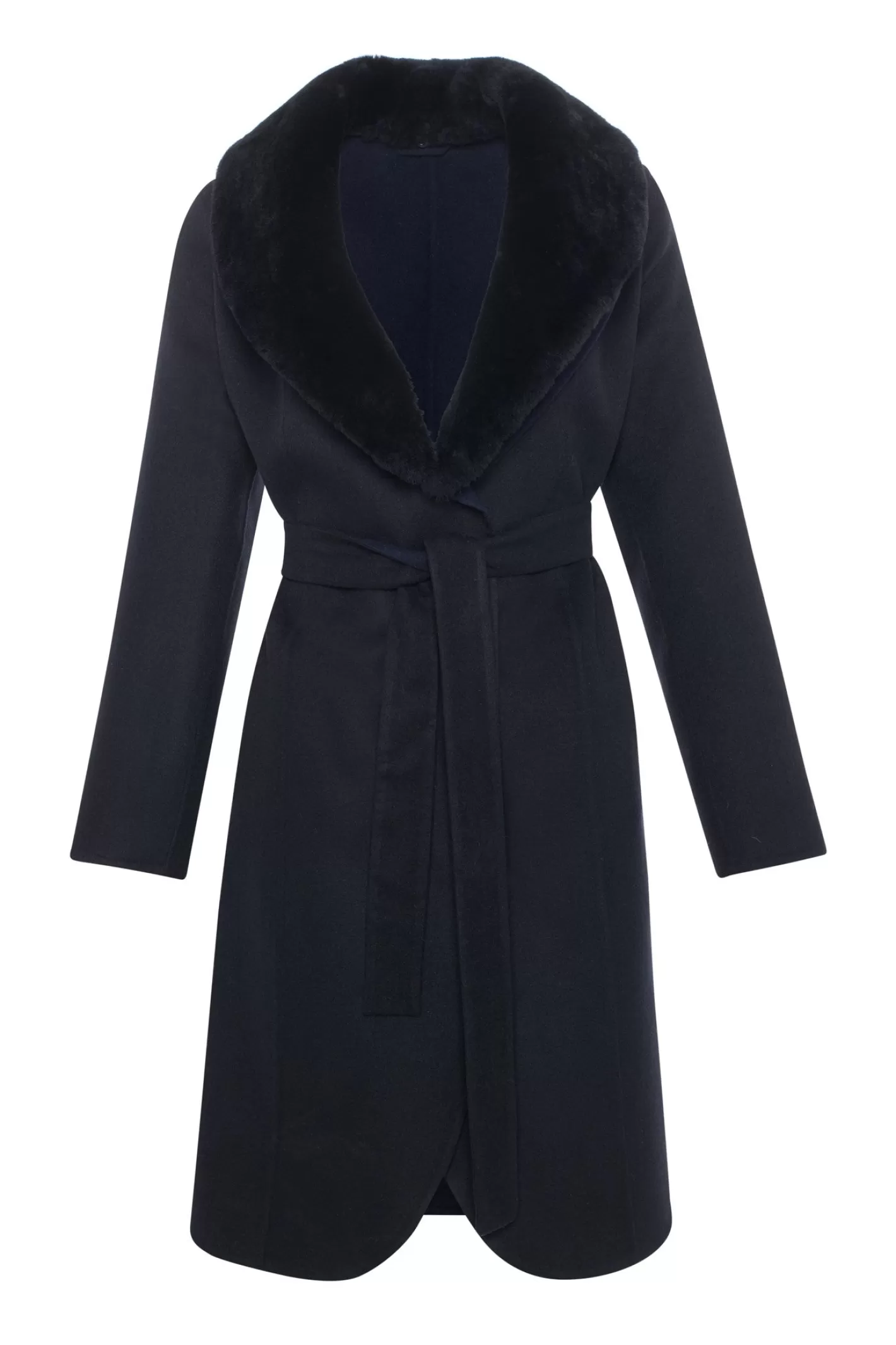 Manteau droit pour femme GORSKI Montréal en laine Loro Piana avec col détachable en agneau shearling de qualité supérieure