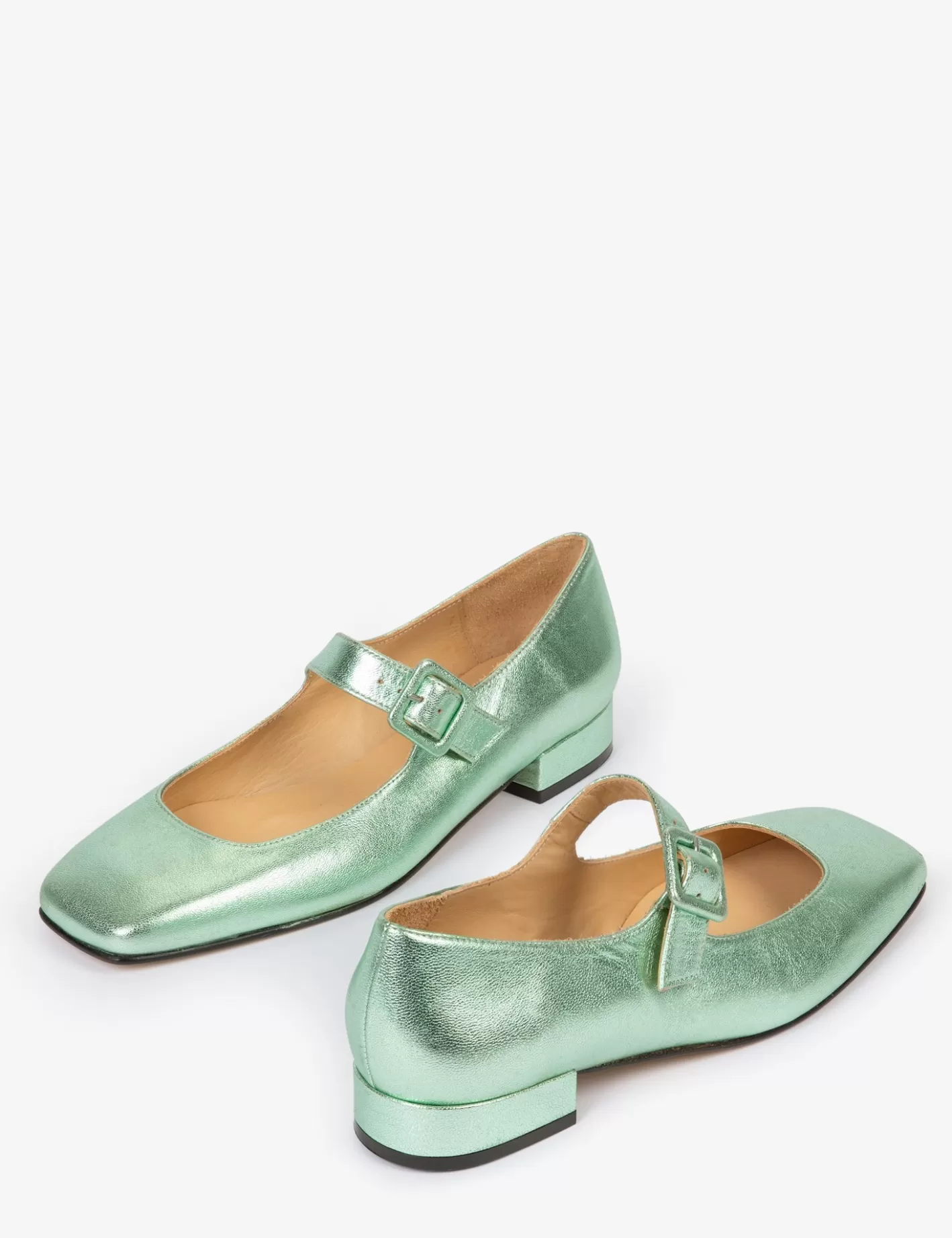 Escarpins style Mary Jane en cuir véritable à petit talon - Modèle intemporel en promotion