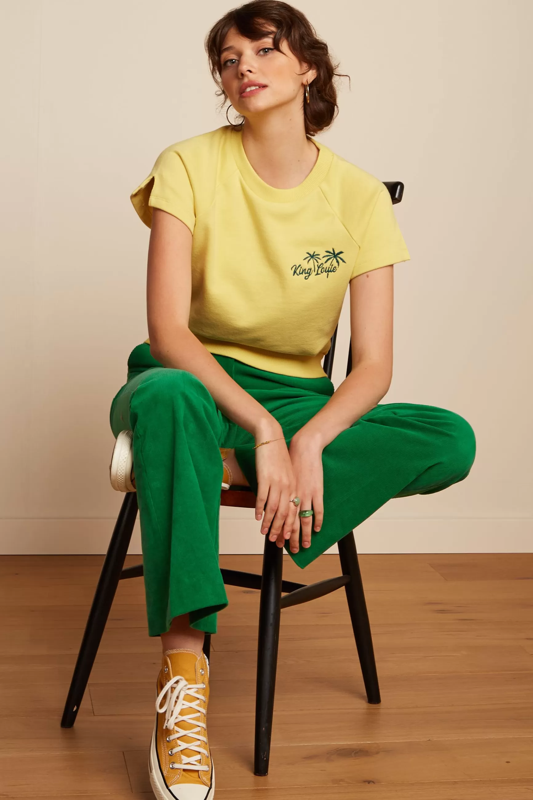 DAMES - Pantalon évasé Marcie en maille babyrib - Coupe rétro confortable King Louie