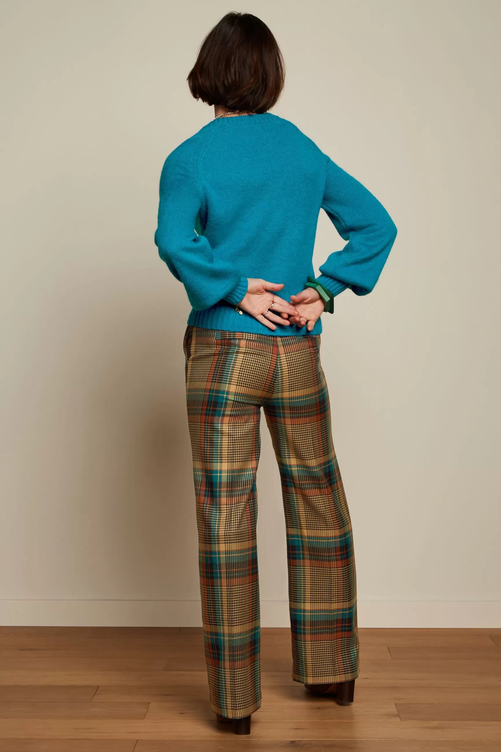 Pantalon Femme King-Louie Marcie - Détails Plumes & Motif Écossais - Style Bohème Chic