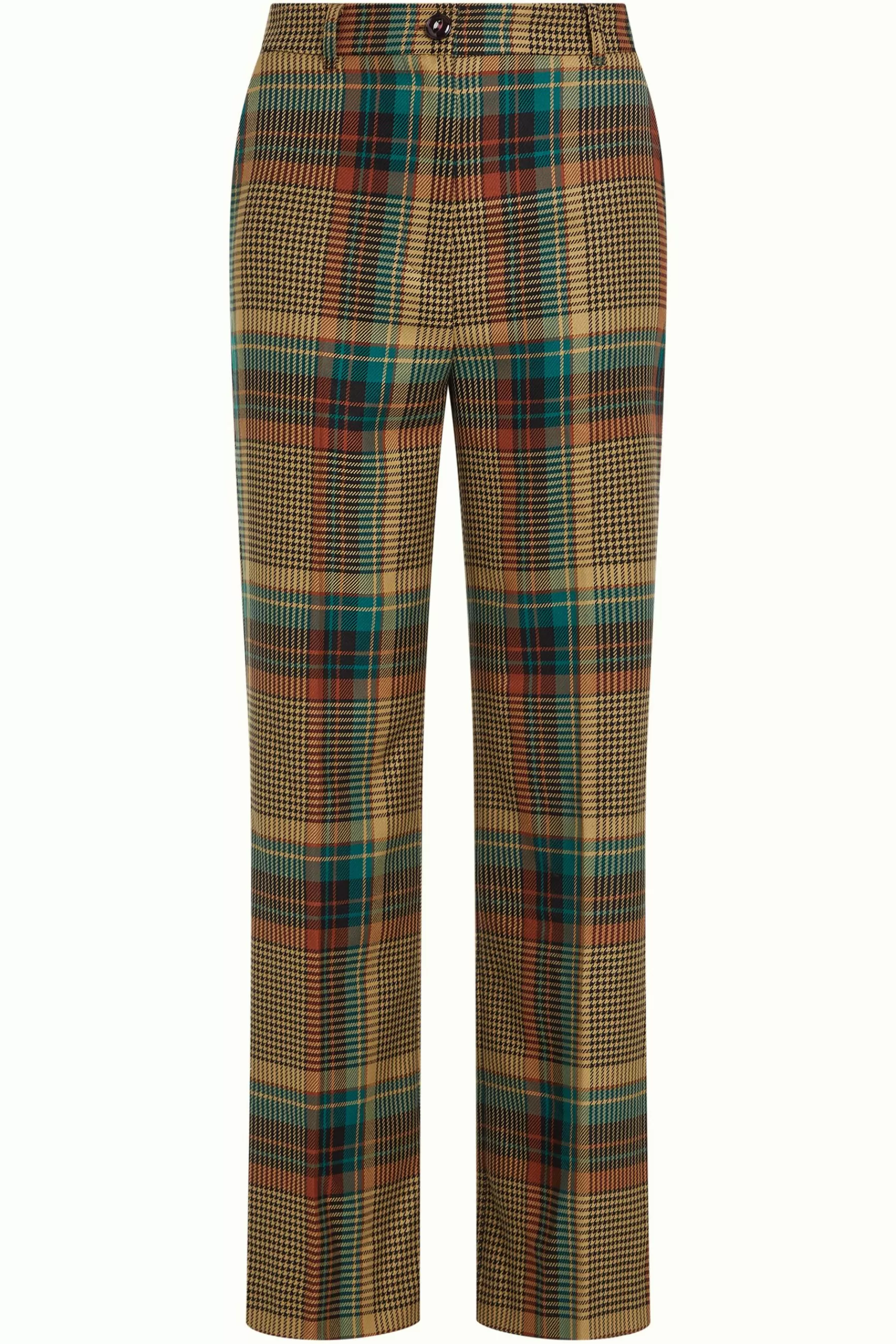 Pantalon Femme King-Louie Marcie - Détails Plumes & Motif Écossais - Style Bohème Chic