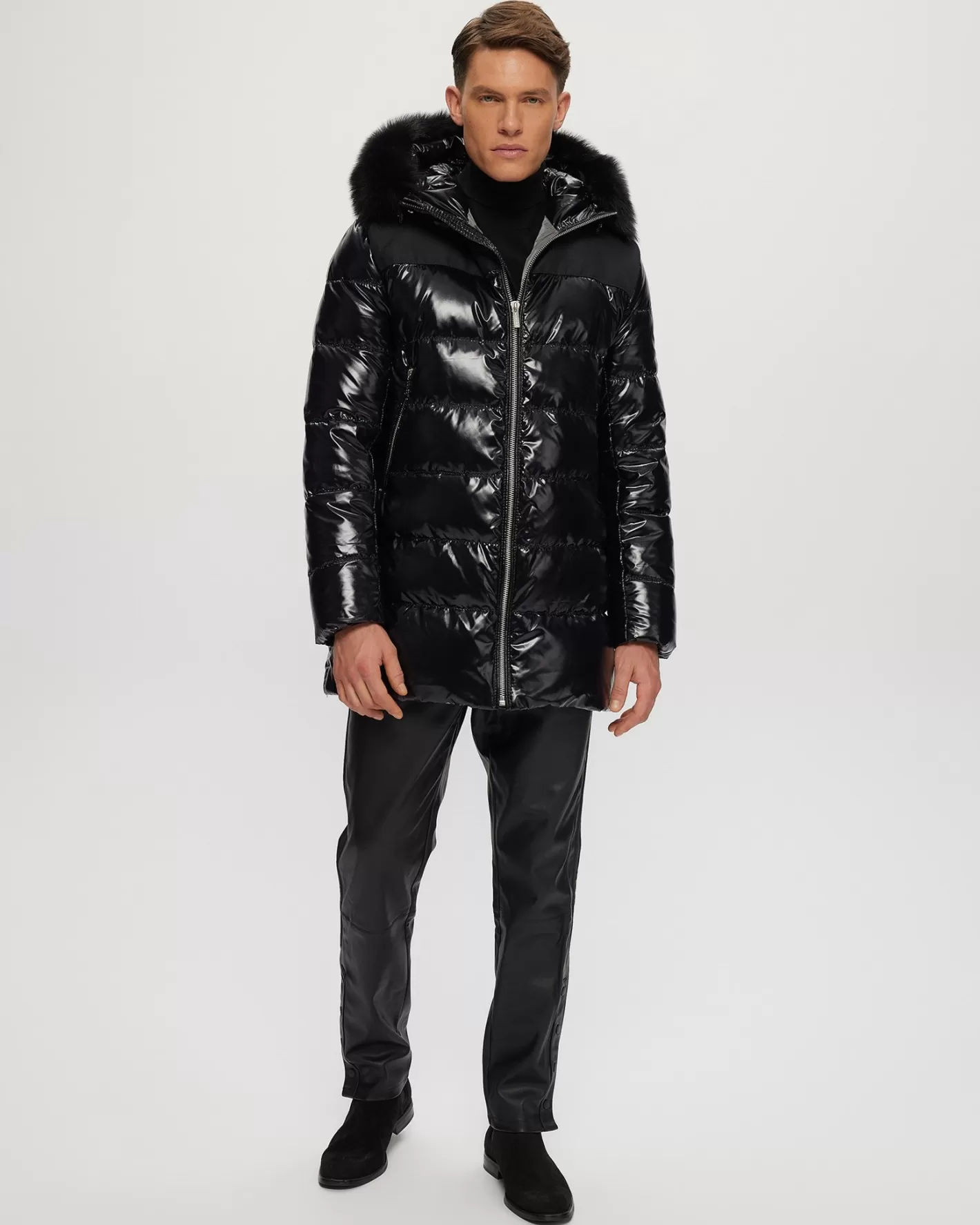 Veste d'hiver confortable GORSKI Montréal pour homme - Doudoune isolée style urbain avec capuche amovible en agneau shearling toscan