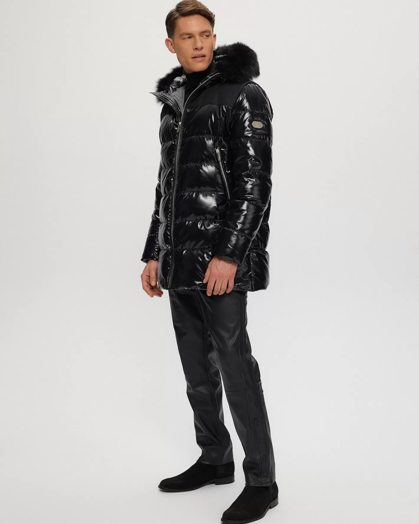 Veste d'hiver confortable GORSKI Montréal pour homme - Doudoune isolée style urbain avec capuche amovible en agneau shearling toscan