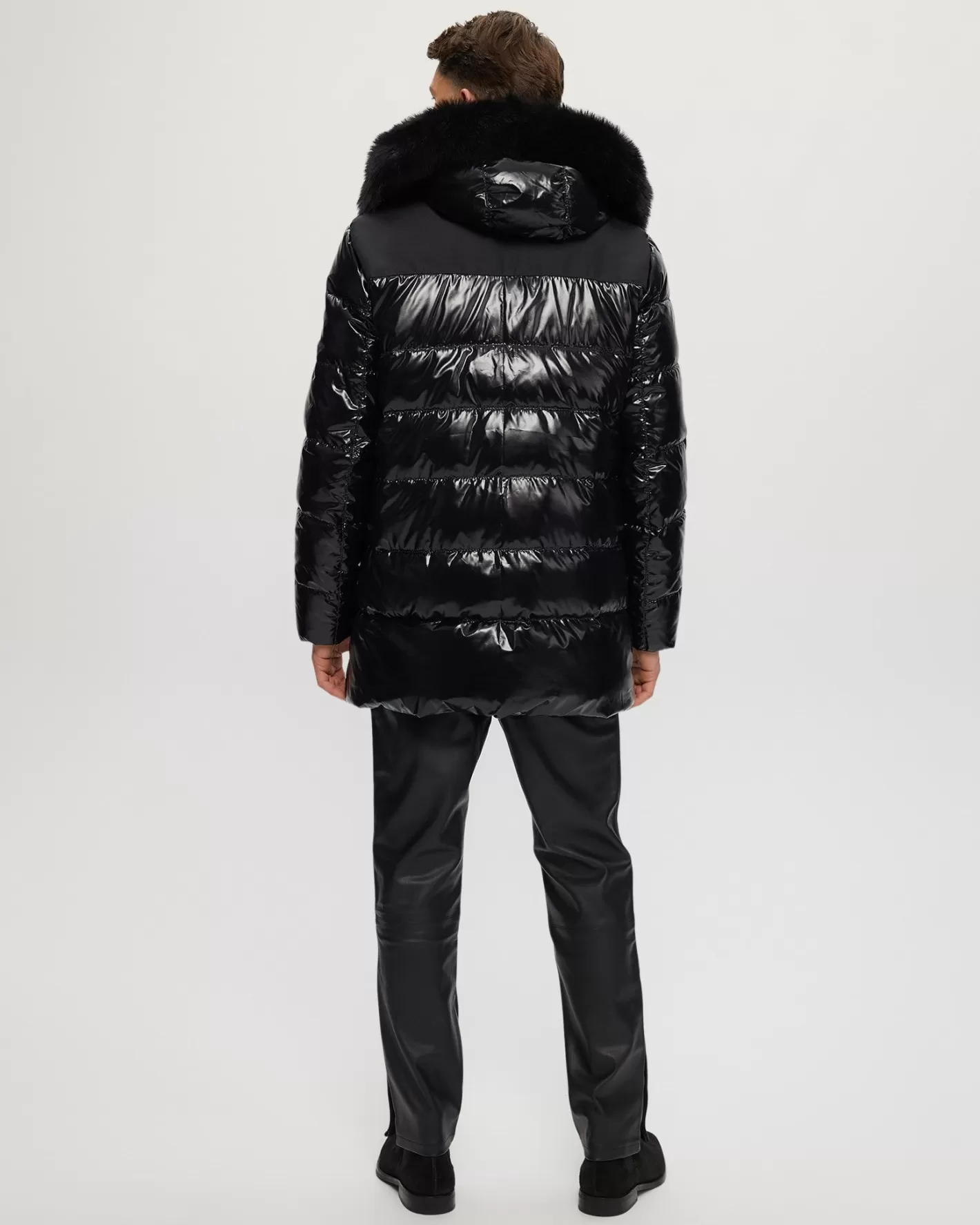 Veste d'hiver confortable GORSKI Montréal pour homme - Doudoune isolée style urbain avec capuche amovible en agneau shearling toscan