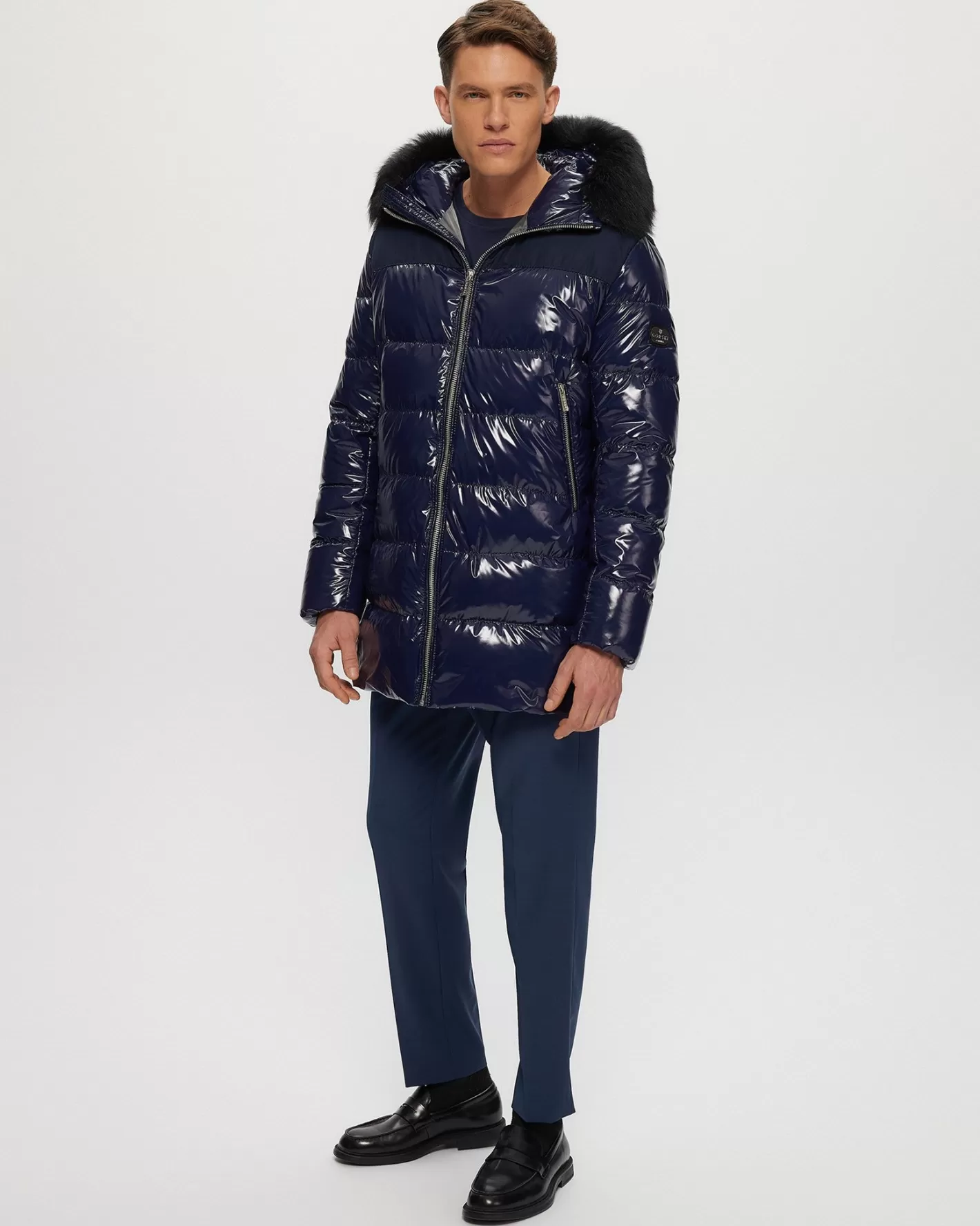 Veste d'hiver confortable GORSKI Montréal pour homme - Doudoune isolée style urbain avec capuche amovible en agneau shearling toscan