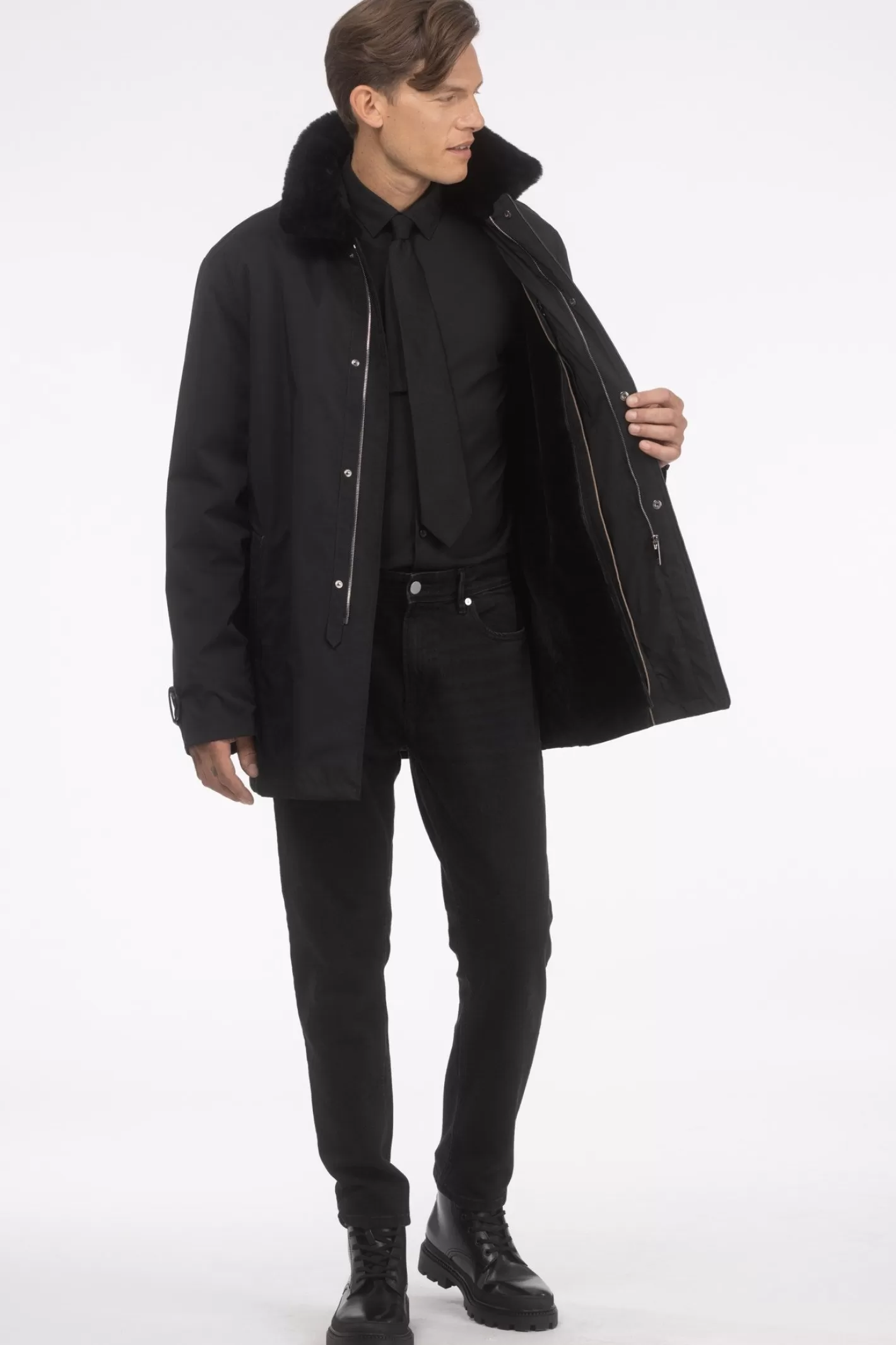 Manteau GORSKI Montréal pour Homme - Doublure et Col en Agneau Shearling Premium Détachables