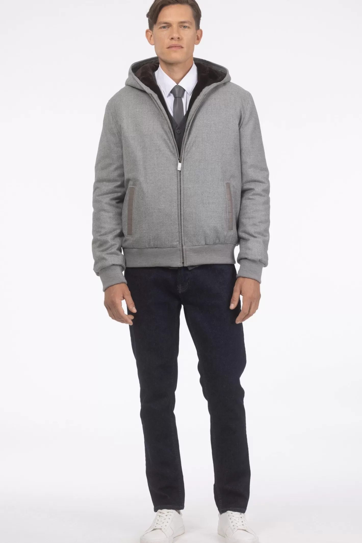 Veste d'hiver pour homme GORSKI Montréal - Mélange luxueux de cachemire Loro Piana et laine vierge avec doublure intérieure en agneau shearling premium