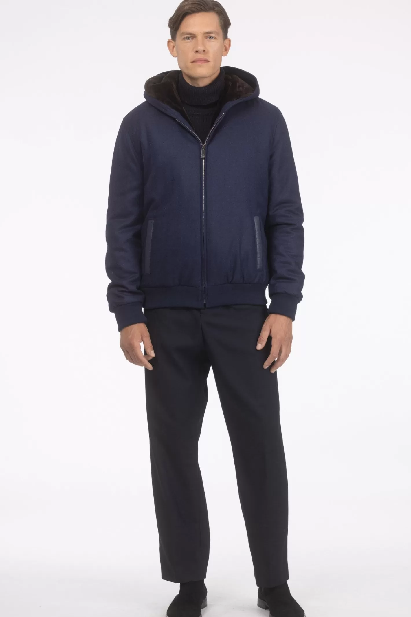 Veste d'hiver pour homme GORSKI Montréal - Mélange luxueux de cachemire Loro Piana et laine vierge avec doublure intérieure en agneau shearling premium