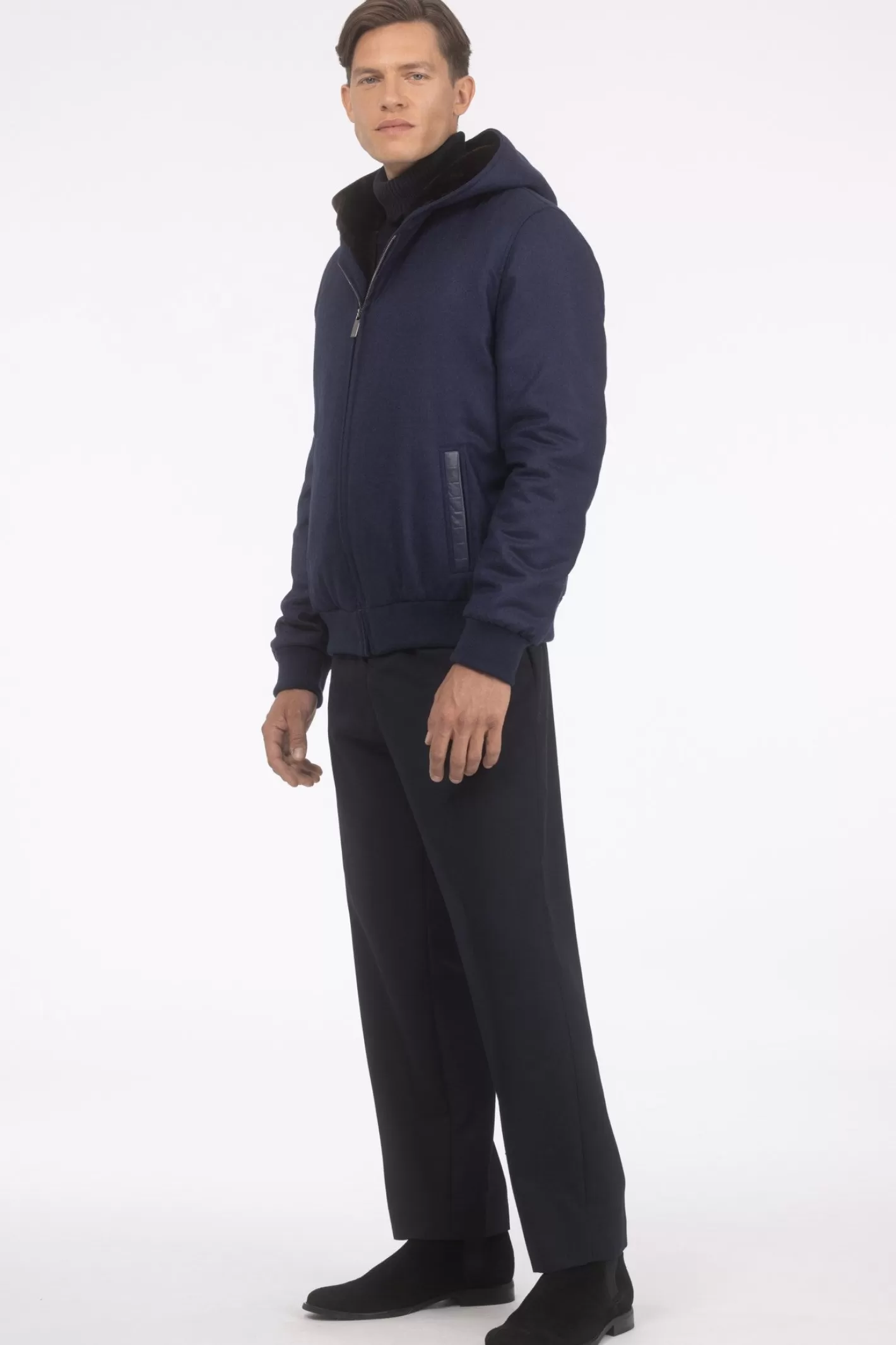 Veste d'hiver pour homme GORSKI Montréal - Mélange luxueux de cachemire Loro Piana et laine vierge avec doublure intérieure en agneau shearling premium
