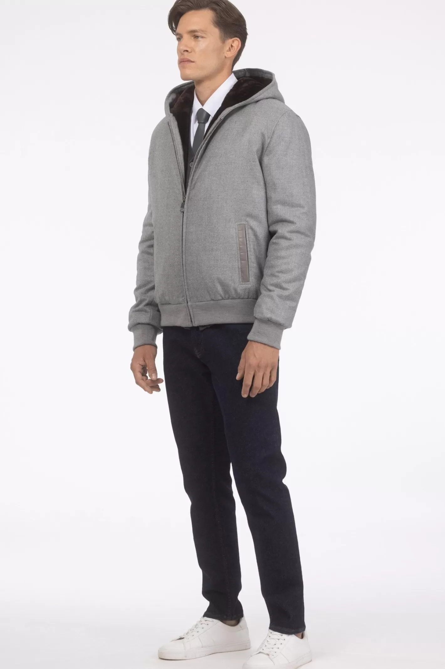 Veste d'hiver pour homme GORSKI Montréal - Mélange luxueux de cachemire Loro Piana et laine vierge avec doublure intérieure en agneau shearling premium