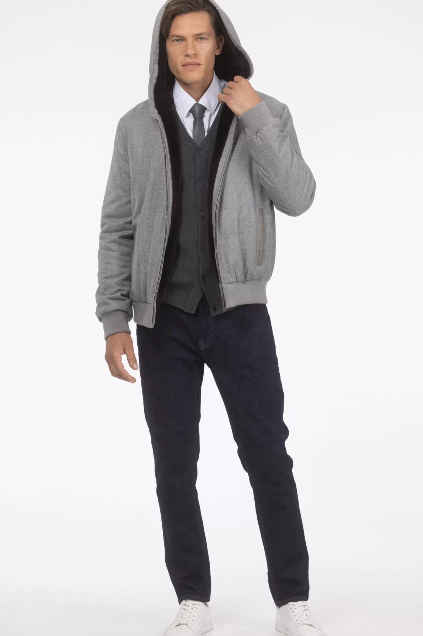 Veste d'hiver pour homme GORSKI Montréal - Mélange luxueux de cachemire Loro Piana et laine vierge avec doublure intérieure en agneau shearling premium