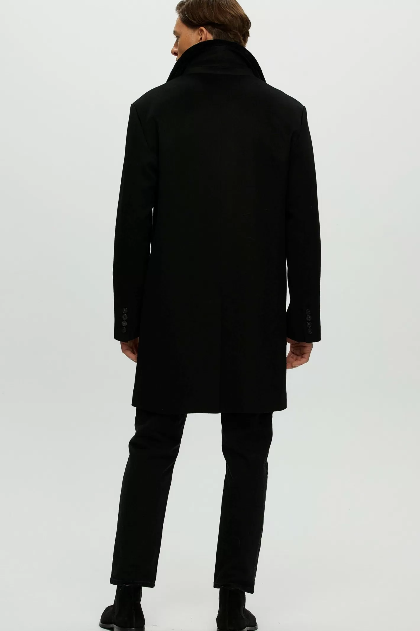 Veste habillée pour homme GORSKI Hiver 2024 - Laine et cachemire Loro Piana avec col en peau d'agneau shearling - Conçu à Montréal