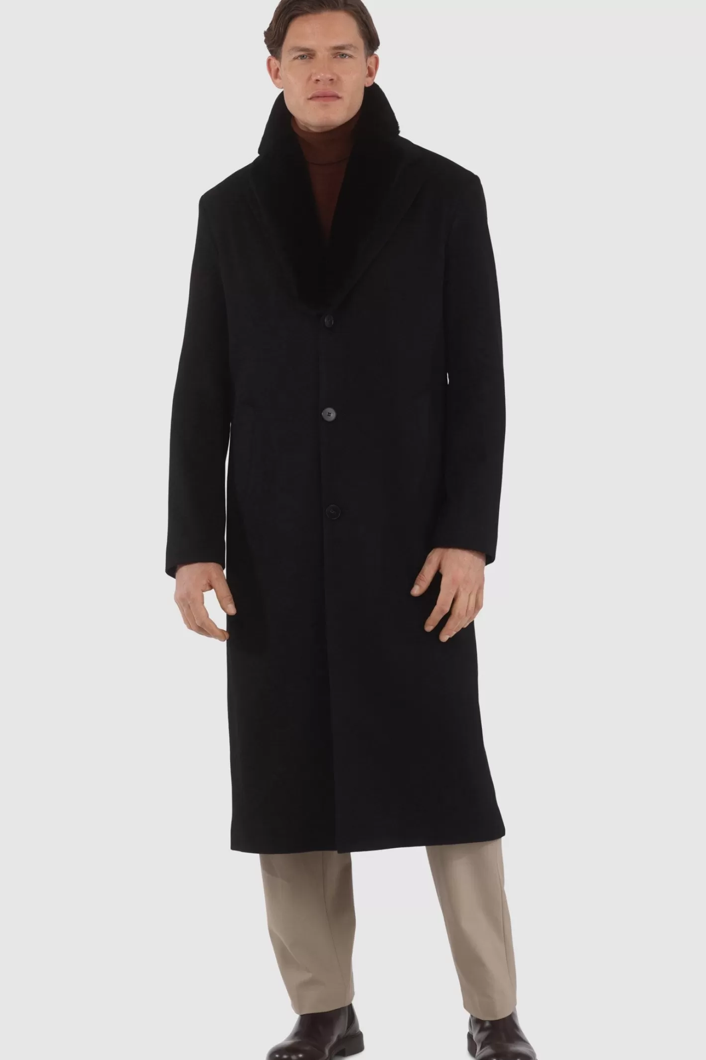 Manteau d'hiver luxueux pour homme GORSKI Montréal - Cachemire Loro Piana avec col en agneau shearling premium amovible
