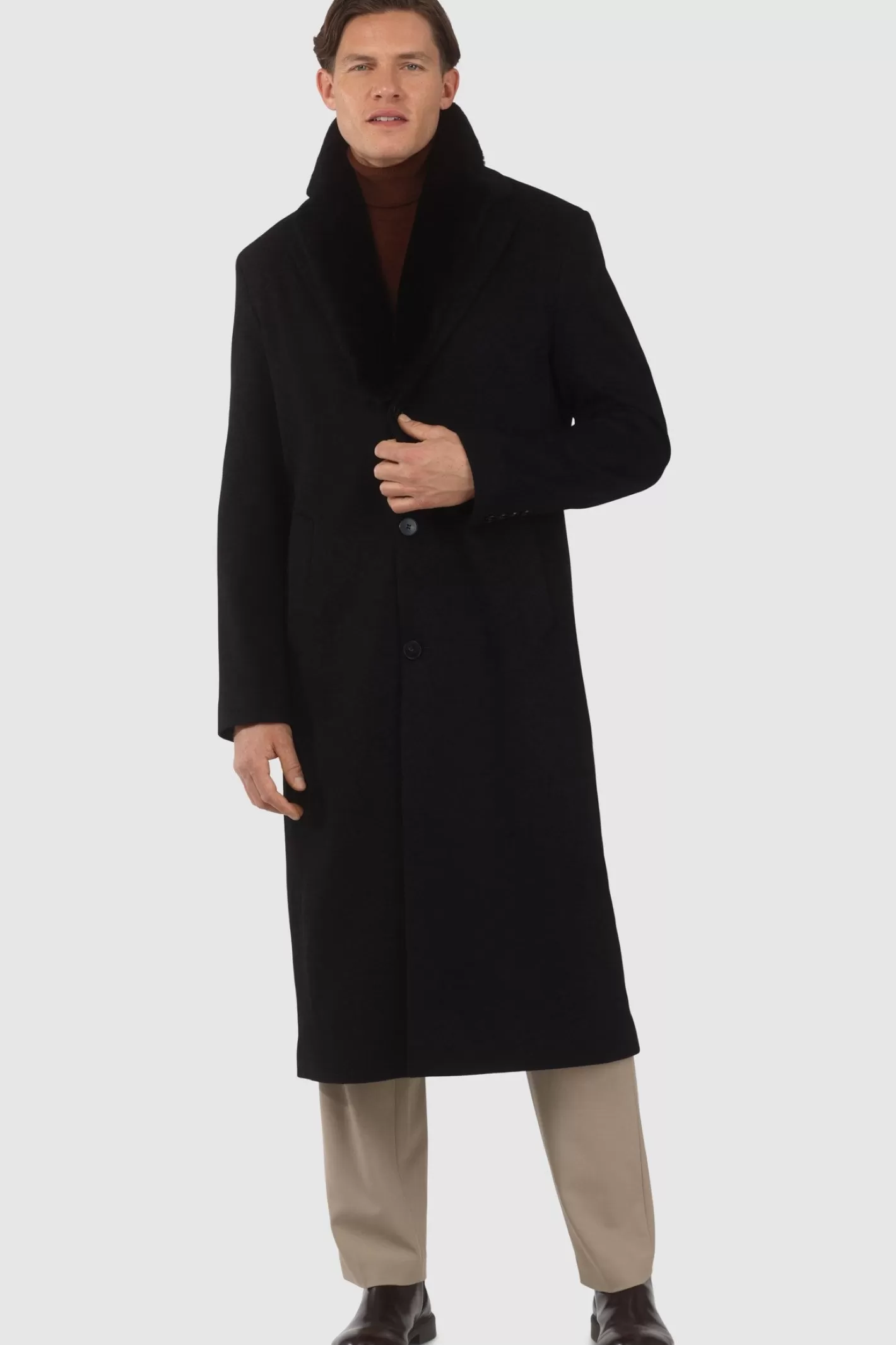 Manteau d'hiver luxueux pour homme GORSKI Montréal - Cachemire Loro Piana avec col en agneau shearling premium amovible