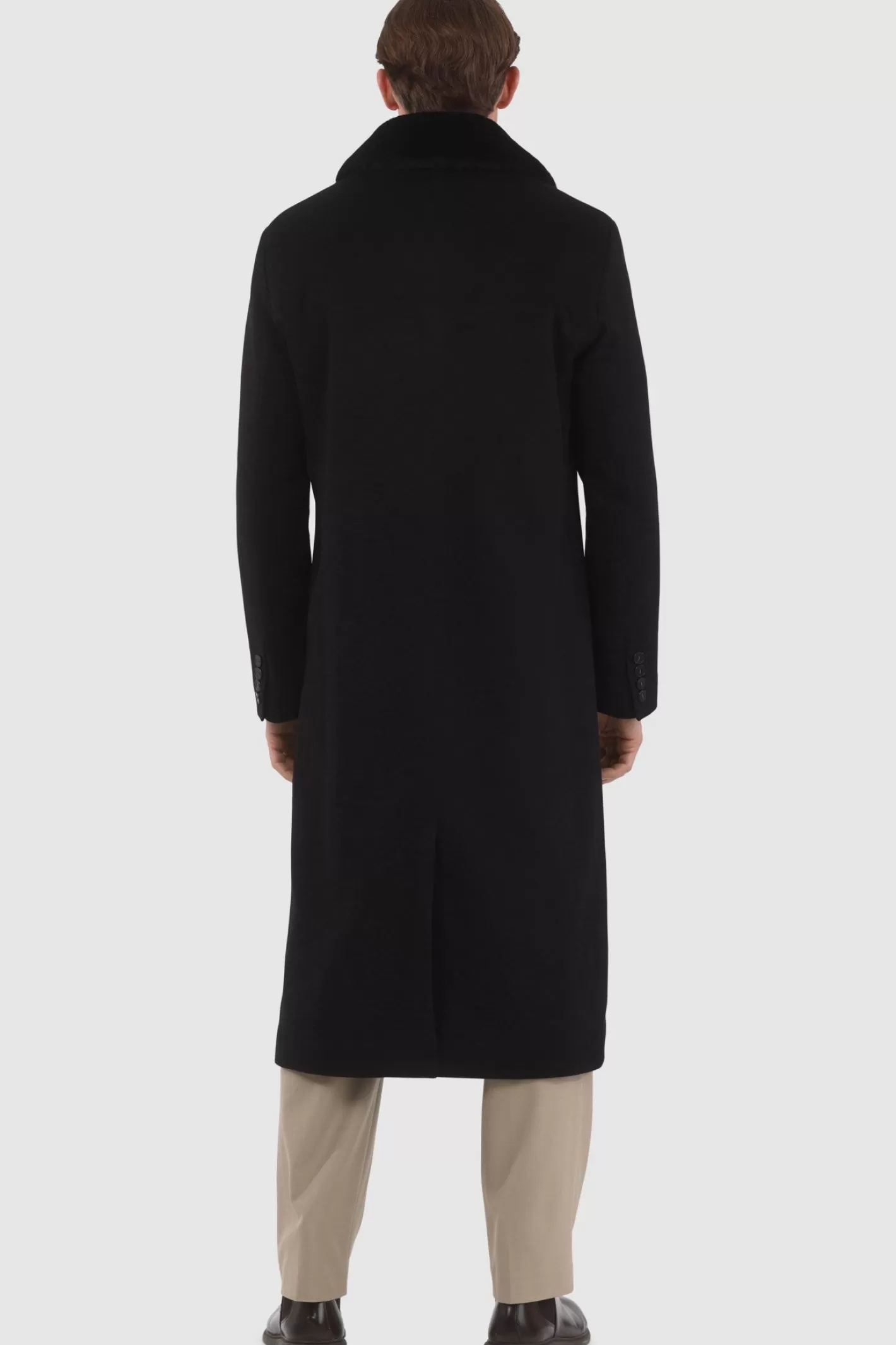 Manteau d'hiver luxueux pour homme GORSKI Montréal - Cachemire Loro Piana avec col en agneau shearling premium amovible
