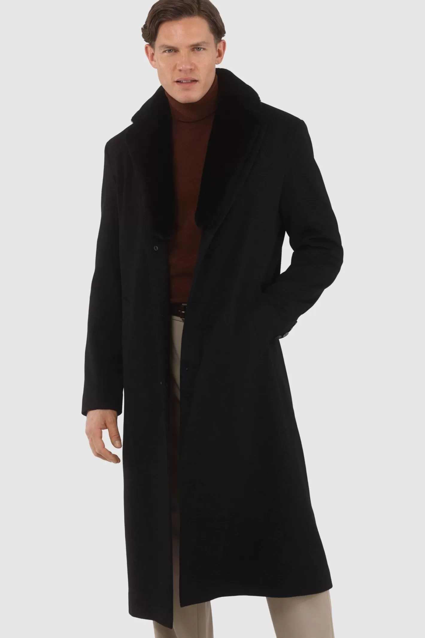 Manteau d'hiver luxueux pour homme GORSKI Montréal - Cachemire Loro Piana avec col en agneau shearling premium amovible