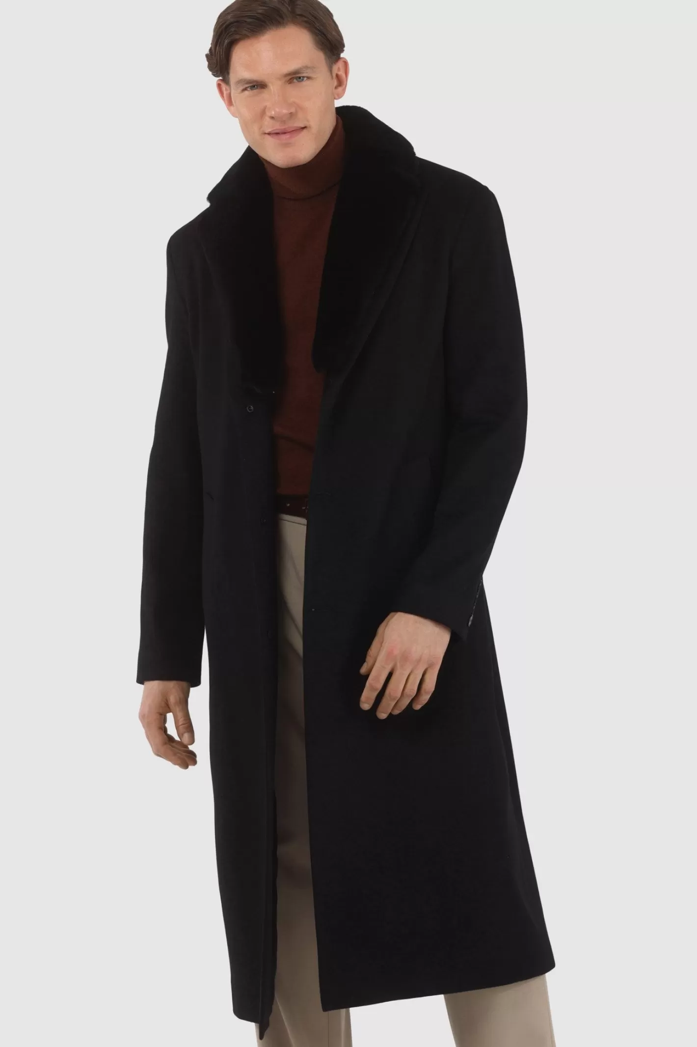 Manteau d'hiver luxueux pour homme GORSKI Montréal - Cachemire Loro Piana avec col en agneau shearling premium amovible
