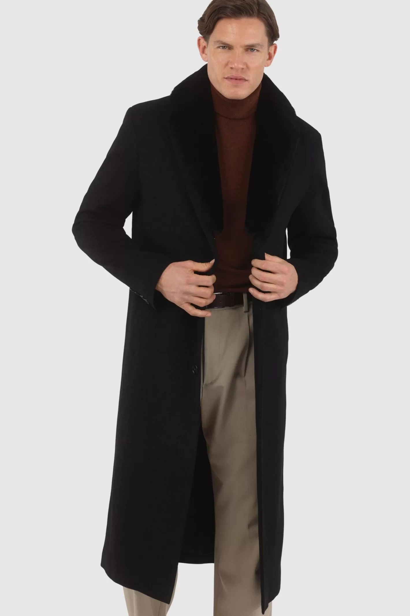 Manteau d'hiver luxueux pour homme GORSKI Montréal - Cachemire Loro Piana avec col en agneau shearling premium amovible