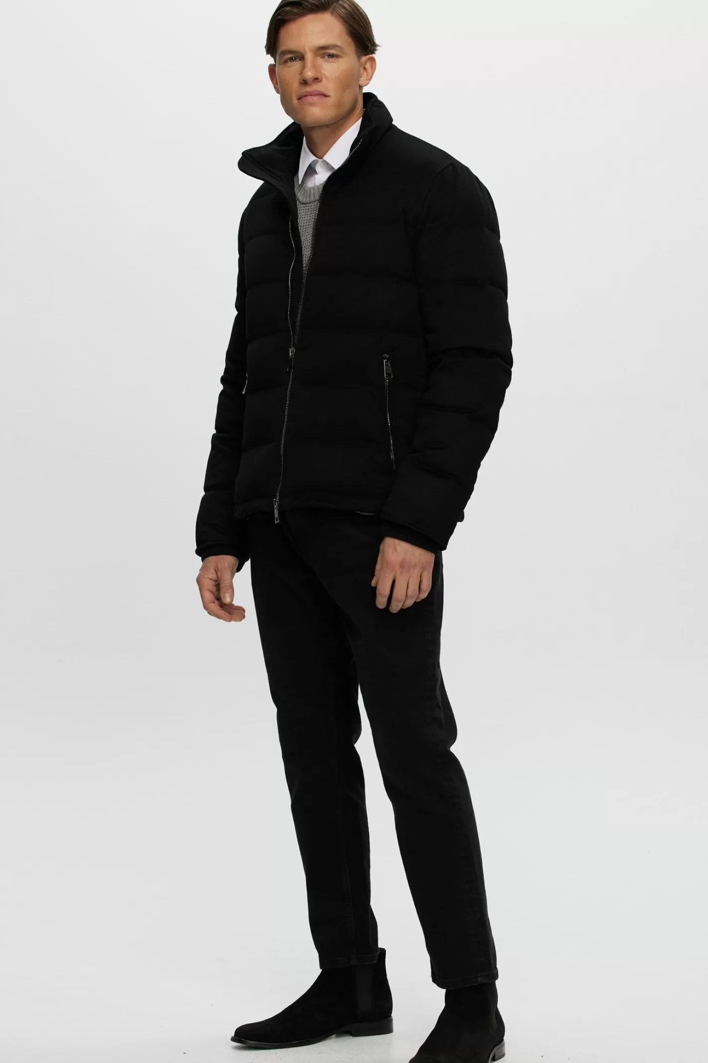 Veste d'hiver luxe GORSKI Montréal pour Homme - Doudoune matelassée en cachemire Loro Piana avec garniture en duvet - Confort haut de gamme