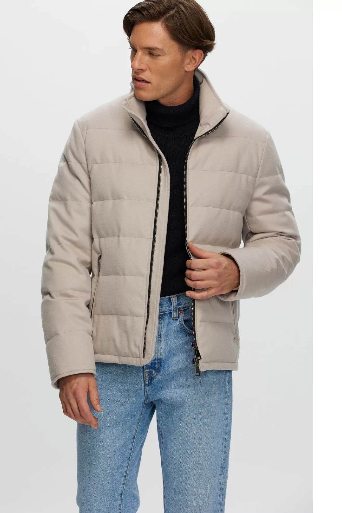 Veste d'hiver luxe GORSKI Montréal pour Homme - Doudoune matelassée en cachemire Loro Piana avec garniture en duvet - Confort haut de gamme