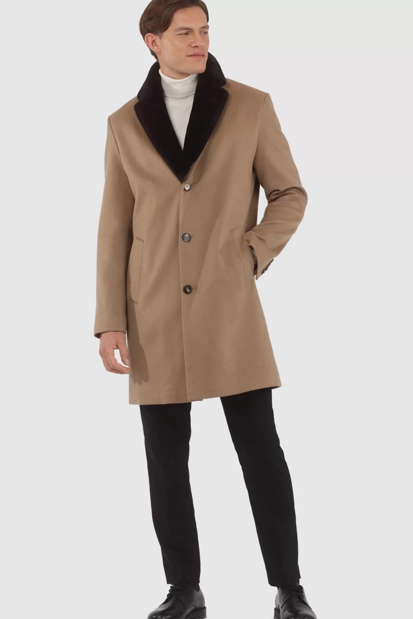 Manteau court pour homme en cachemire Loro Piana avec col détachable en agneau shearling sélectionné - GORSKI Montréal