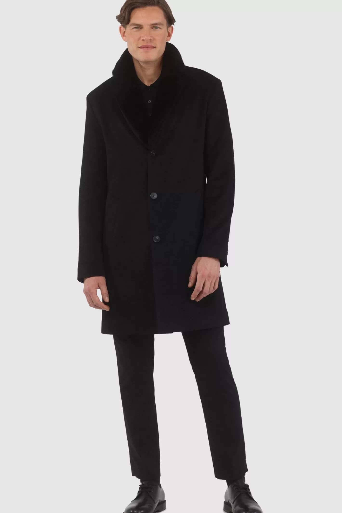 Manteau court pour homme en cachemire Loro Piana avec col détachable en agneau shearling sélectionné - GORSKI Montréal