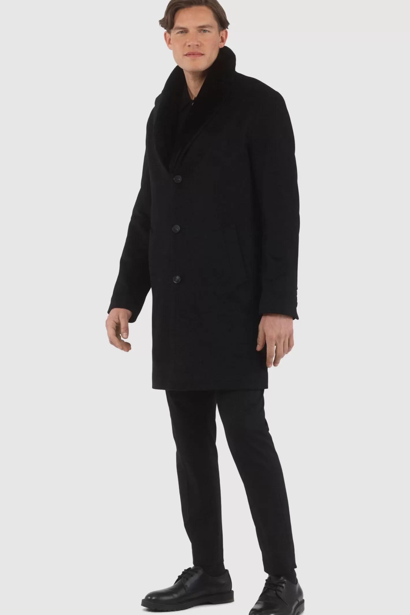 Manteau court pour homme en cachemire Loro Piana avec col détachable en agneau shearling sélectionné - GORSKI Montréal