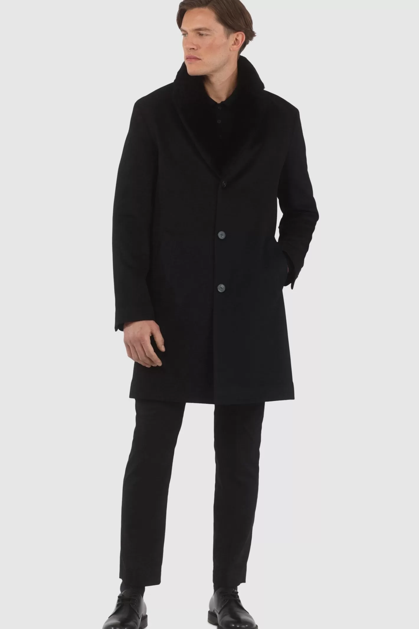 Manteau court pour homme en cachemire Loro Piana avec col détachable en agneau shearling sélectionné - GORSKI Montréal