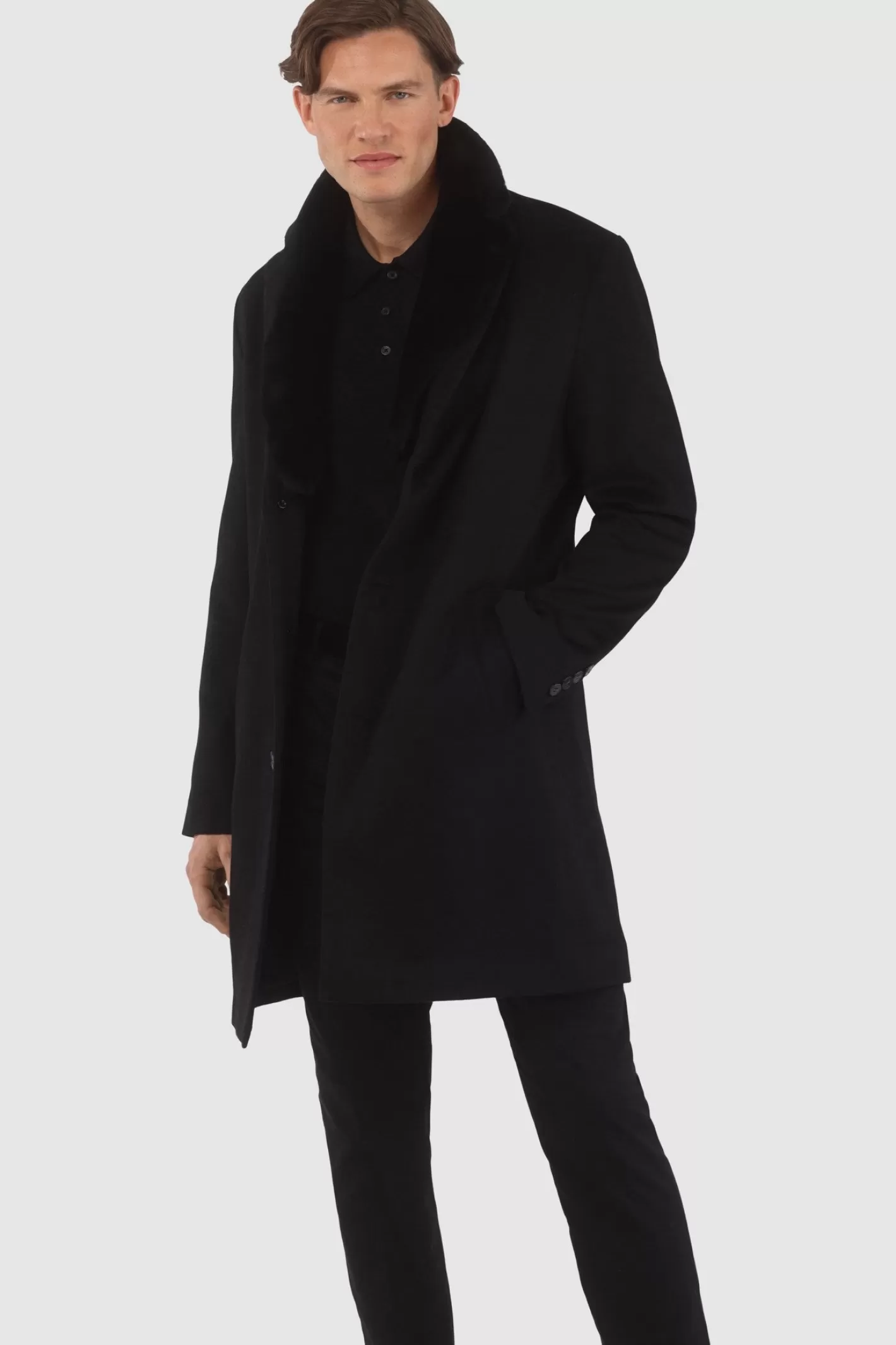 Manteau court pour homme en cachemire Loro Piana avec col détachable en agneau shearling sélectionné - GORSKI Montréal