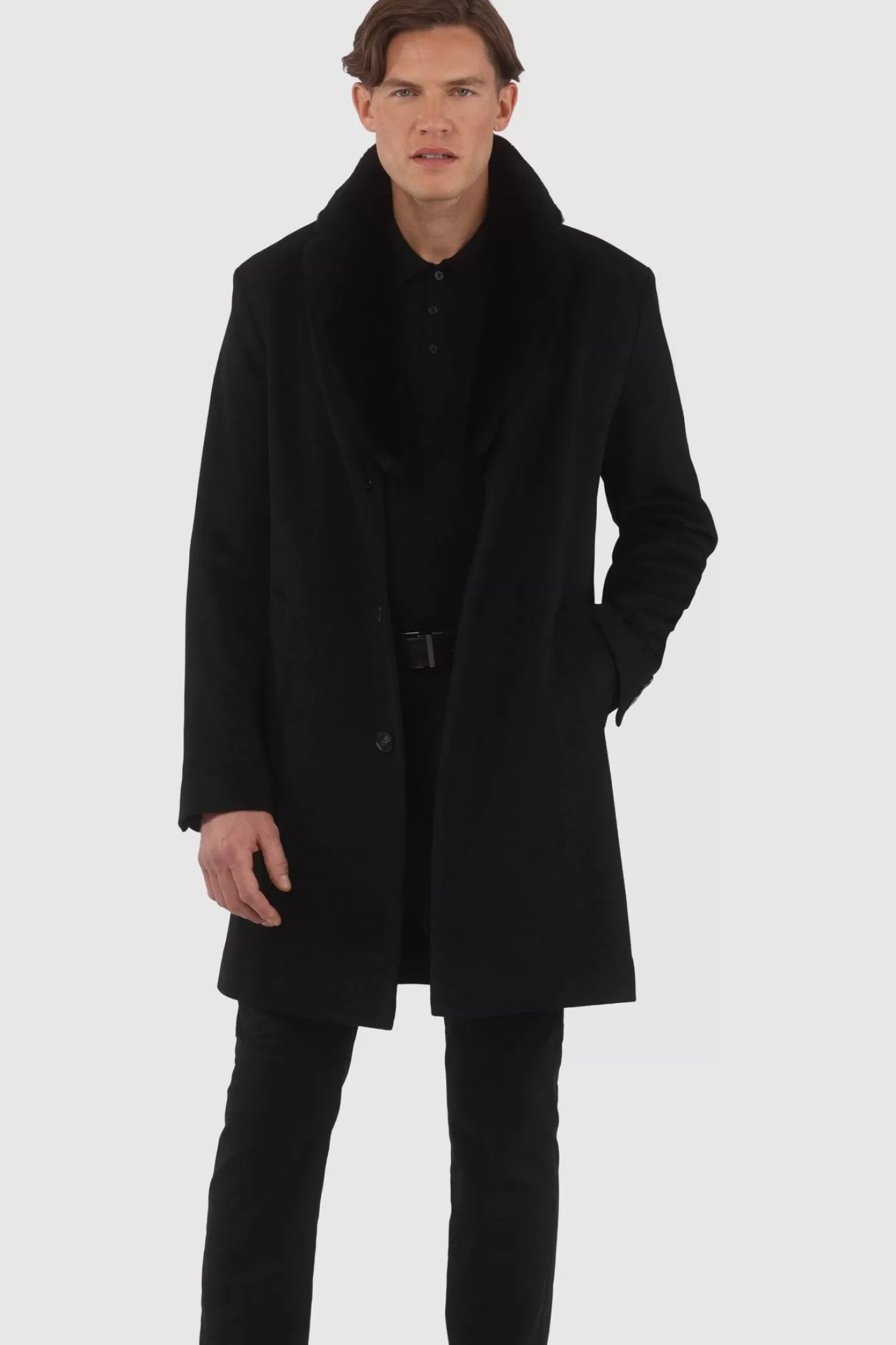 Manteau court pour homme en cachemire Loro Piana avec col détachable en agneau shearling sélectionné - GORSKI Montréal