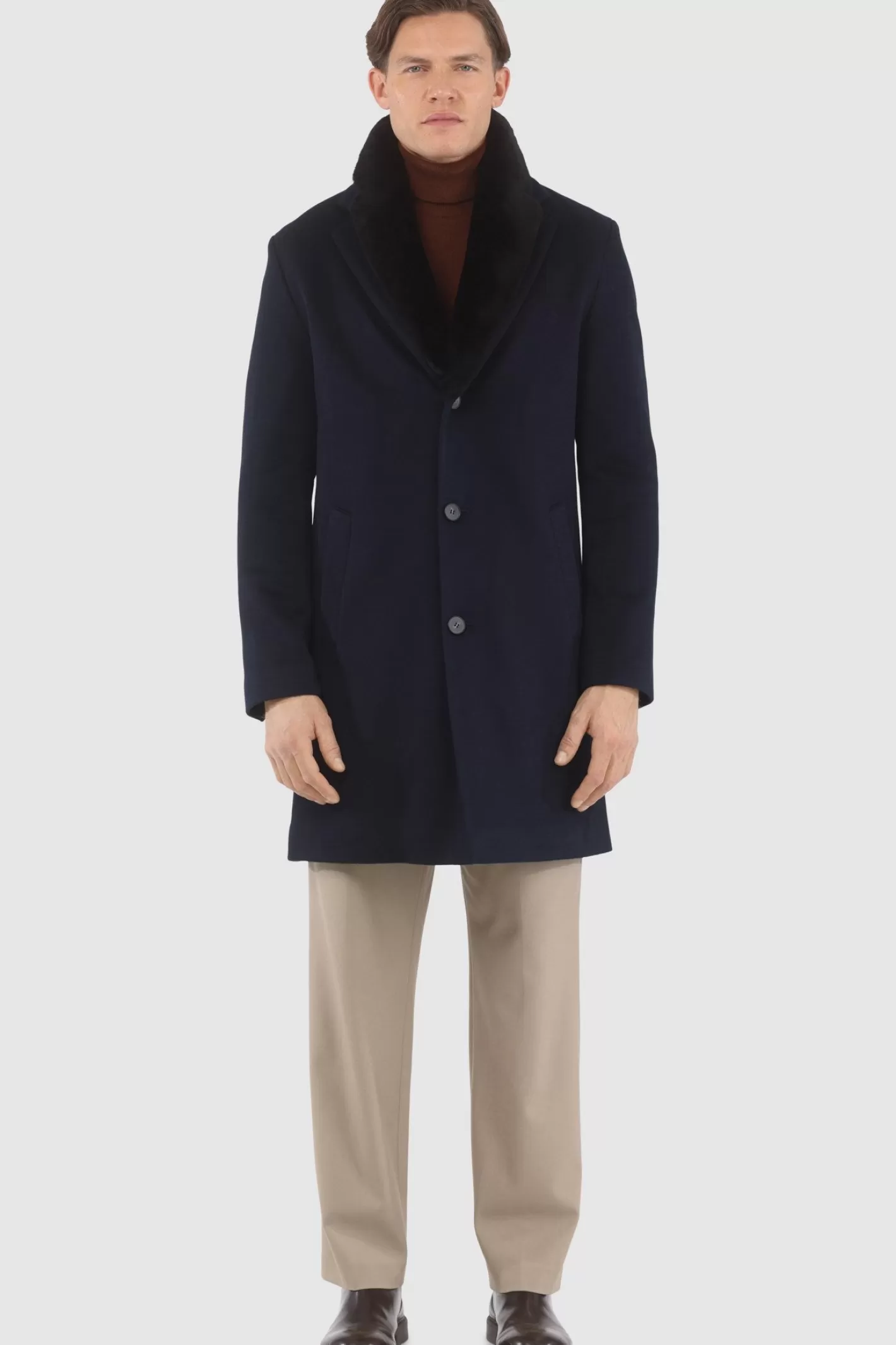 Manteau court pour homme en cachemire Loro Piana avec col détachable en agneau shearling sélectionné - GORSKI Montréal