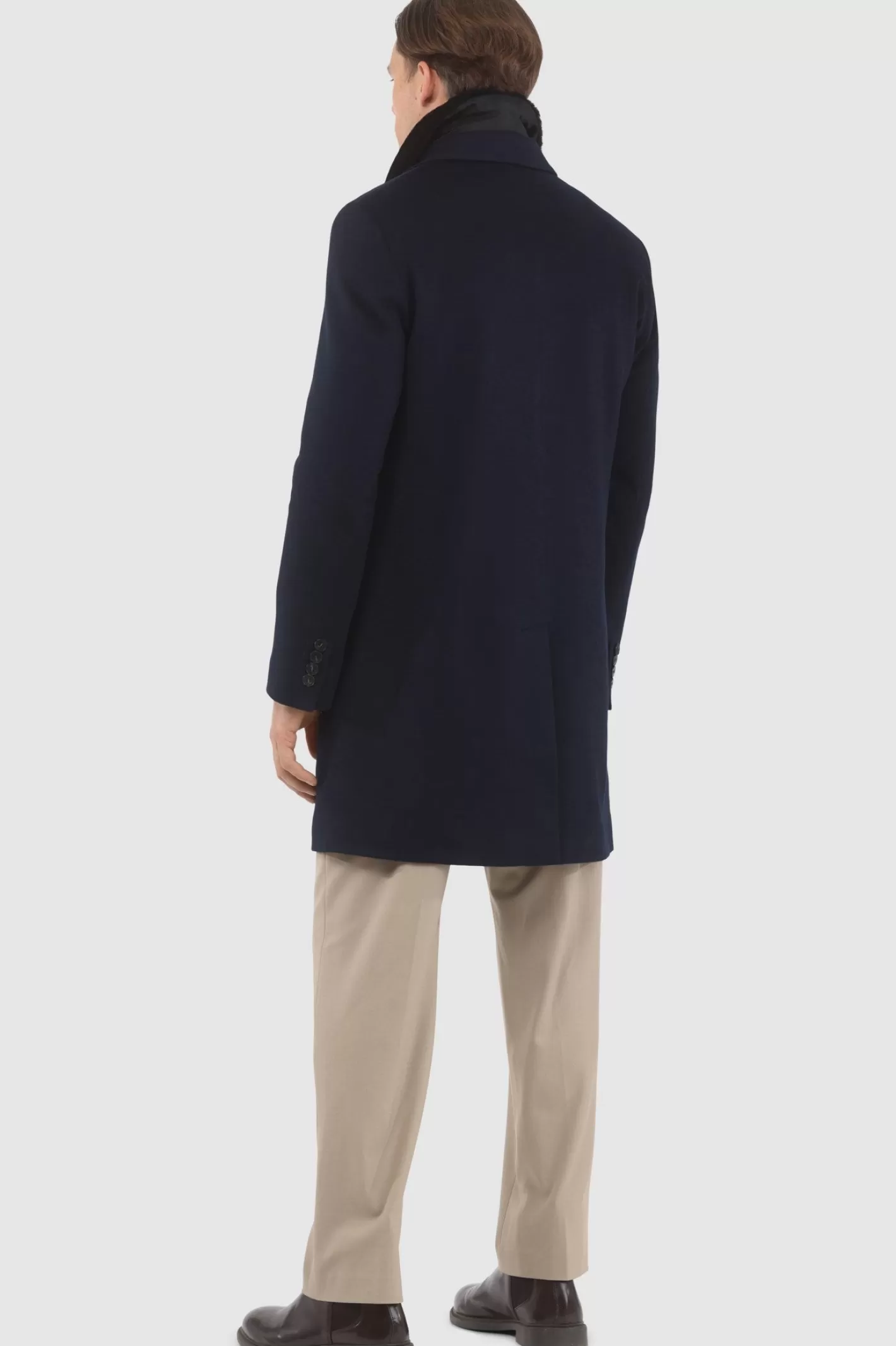 Manteau court pour homme en cachemire Loro Piana avec col détachable en agneau shearling sélectionné - GORSKI Montréal