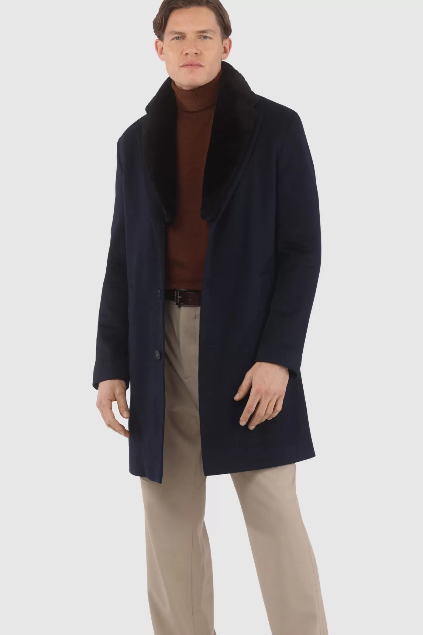 Manteau court pour homme en cachemire Loro Piana avec col détachable en agneau shearling sélectionné - GORSKI Montréal