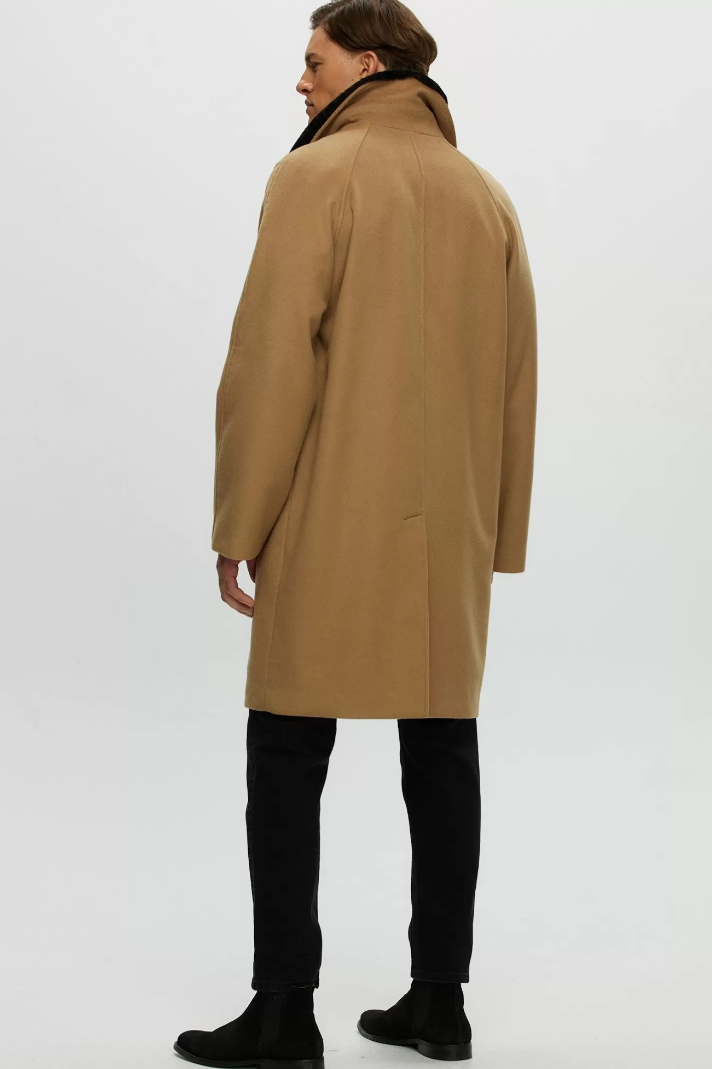Manteau court pour homme en cachemire Loro Piana - Col en agneau shearling sélectionné amovible par GORSKI Montréal