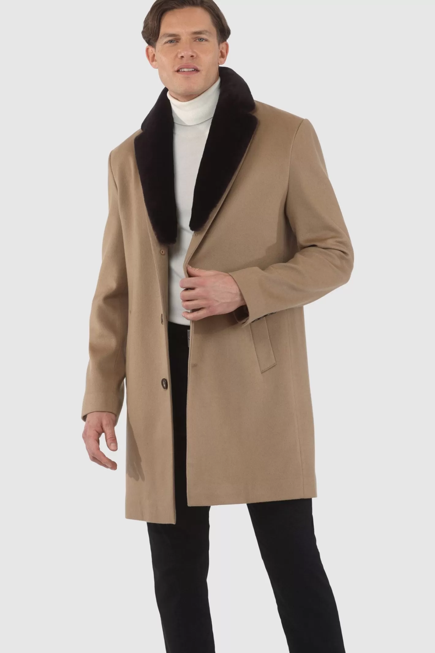 Manteau court pour homme en cachemire Loro Piana avec col détachable en agneau shearling sélectionné - GORSKI Montréal