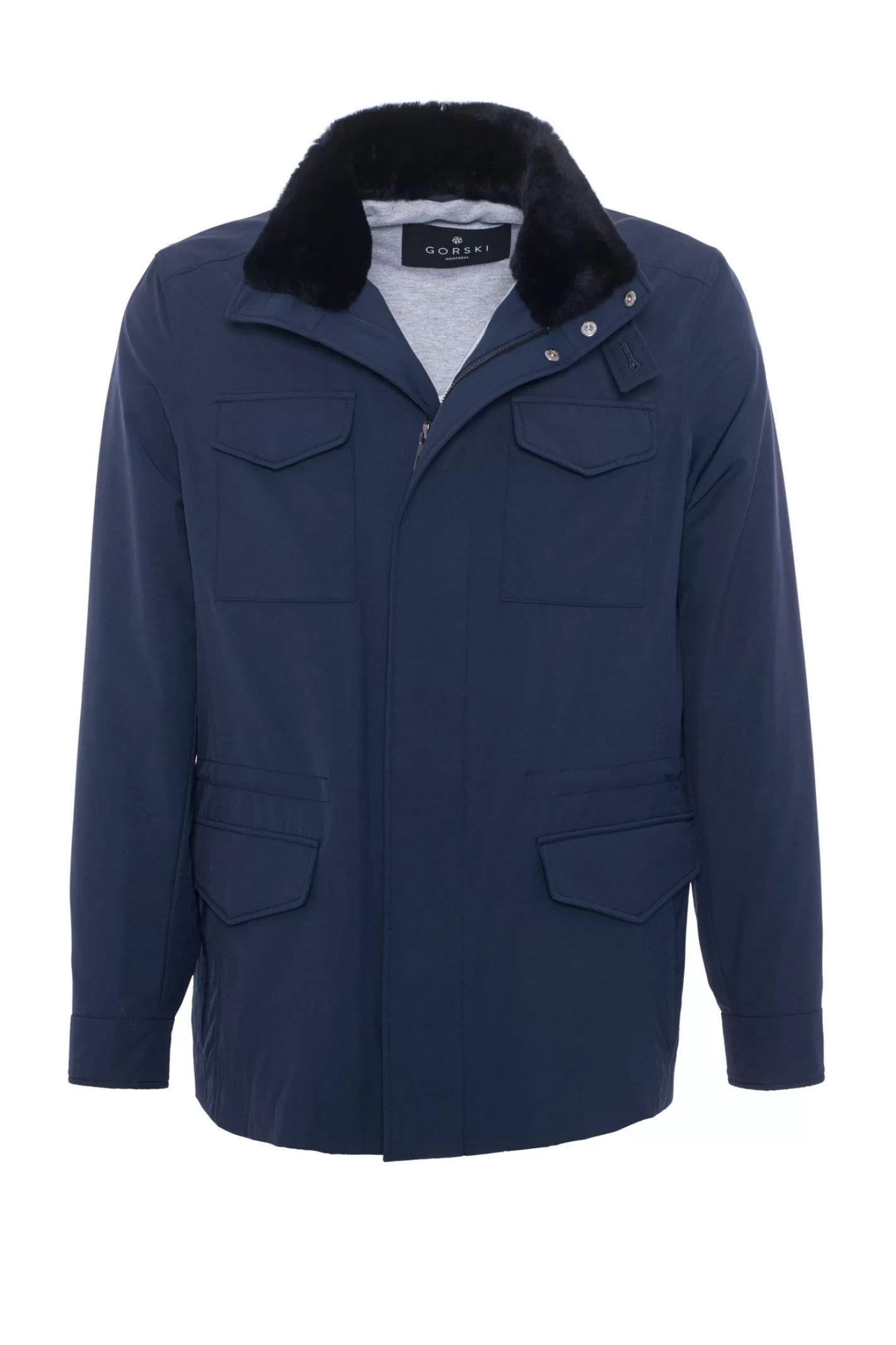 Veste pour homme GORSKI Montréal – Doudoune imperméable avec doublure Storm System de Loro Piana, col en agneau shearling amovible et capuche intégrée