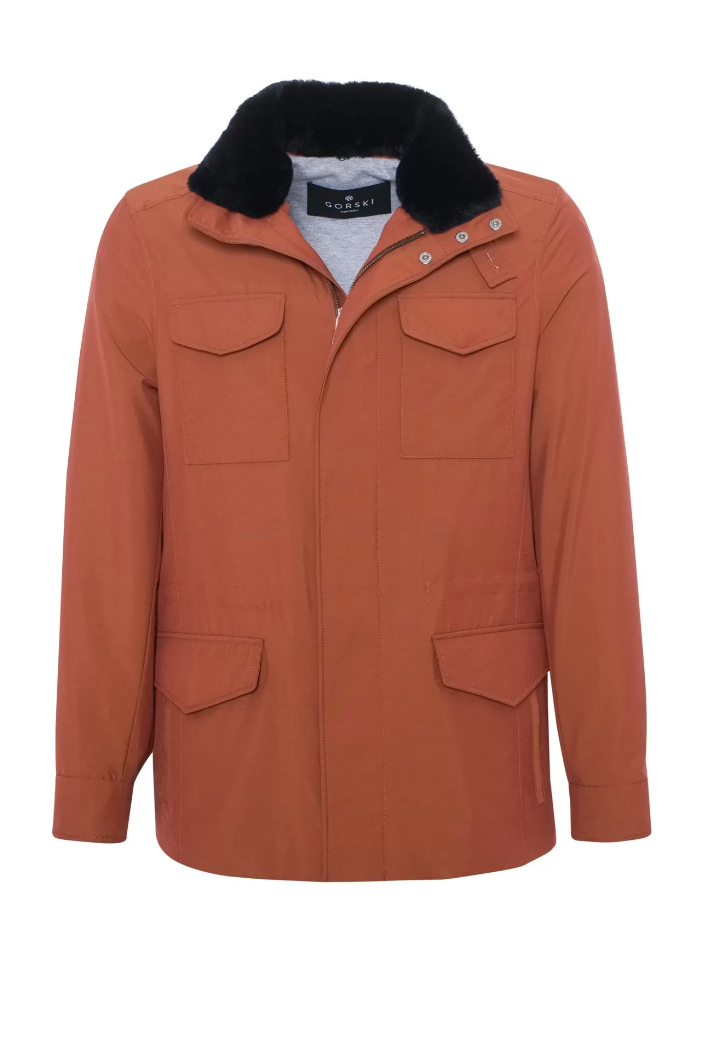 Veste pour homme GORSKI Montréal – Doudoune imperméable avec doublure Storm System de Loro Piana, col en agneau shearling amovible et capuche intégrée